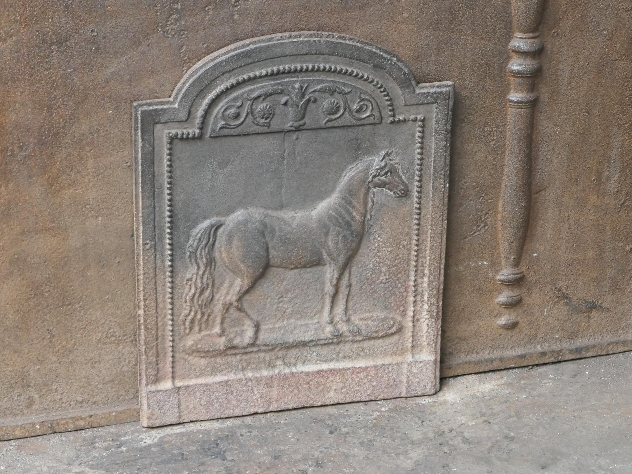 Iron Small Antique French Napoleon III 'Horse' Fireback