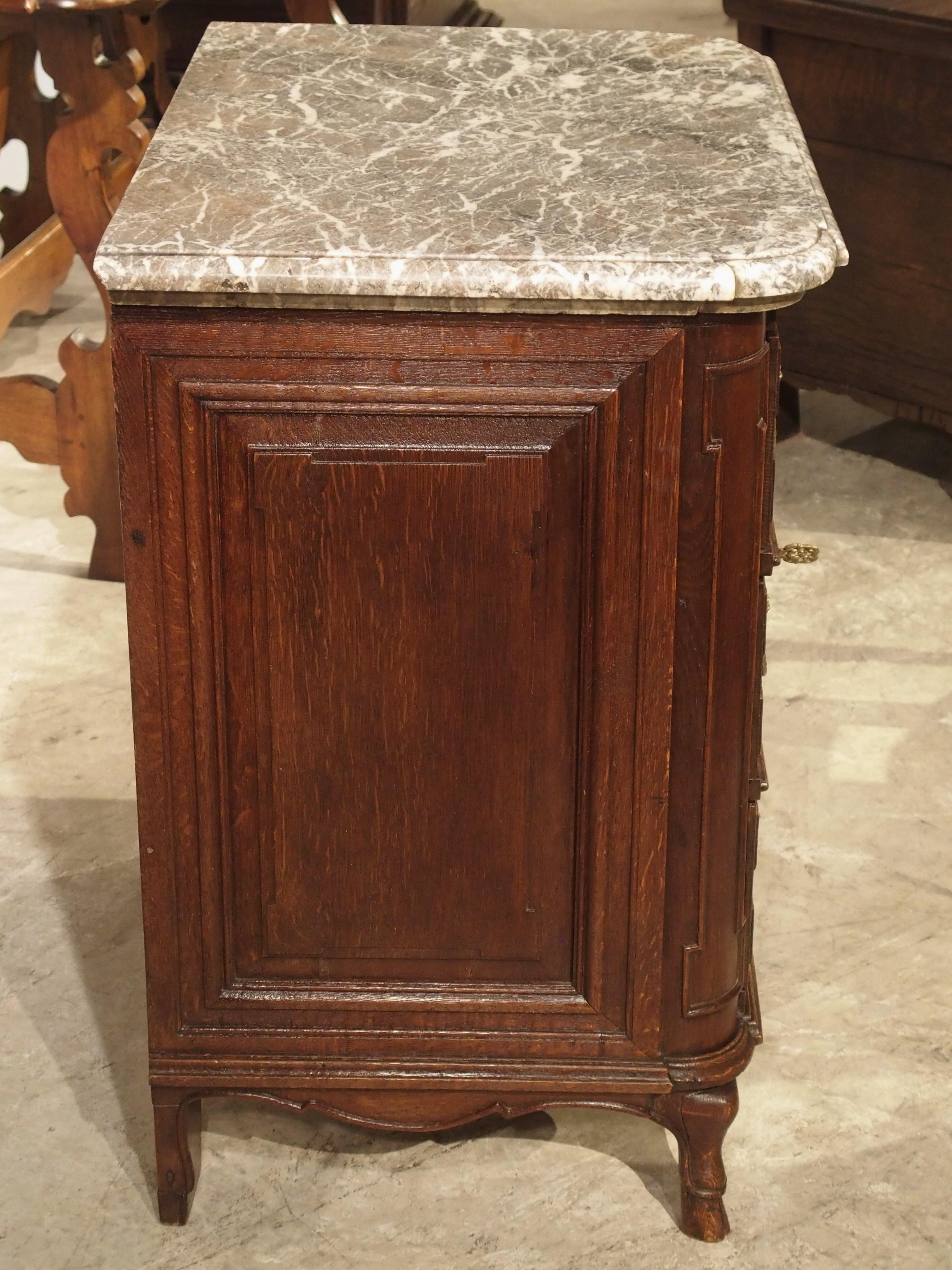 Small Antique French Oak Commode with Marble Top, circa 1770 6