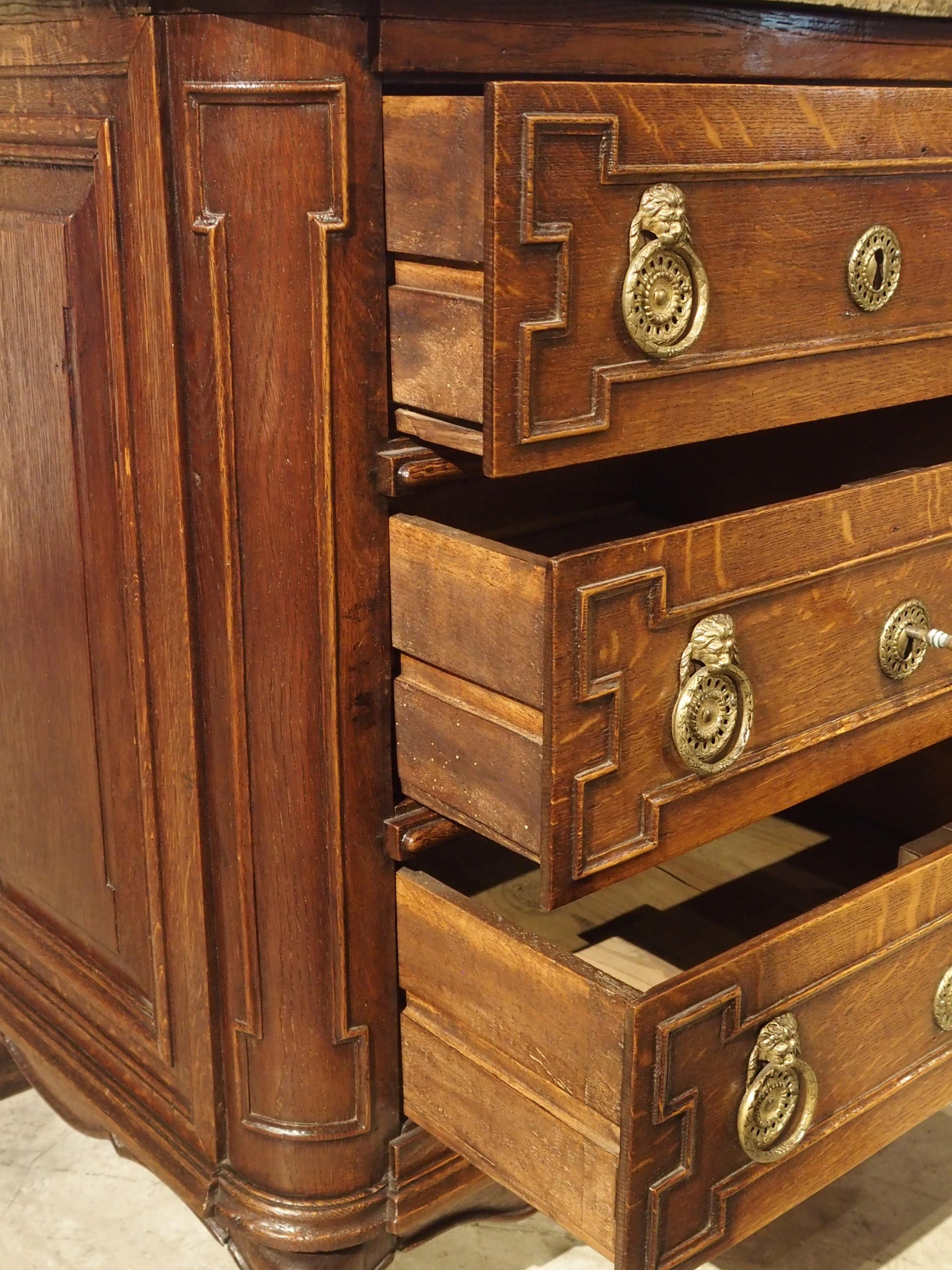 Small Antique French Oak Commode with Marble Top, circa 1770 8