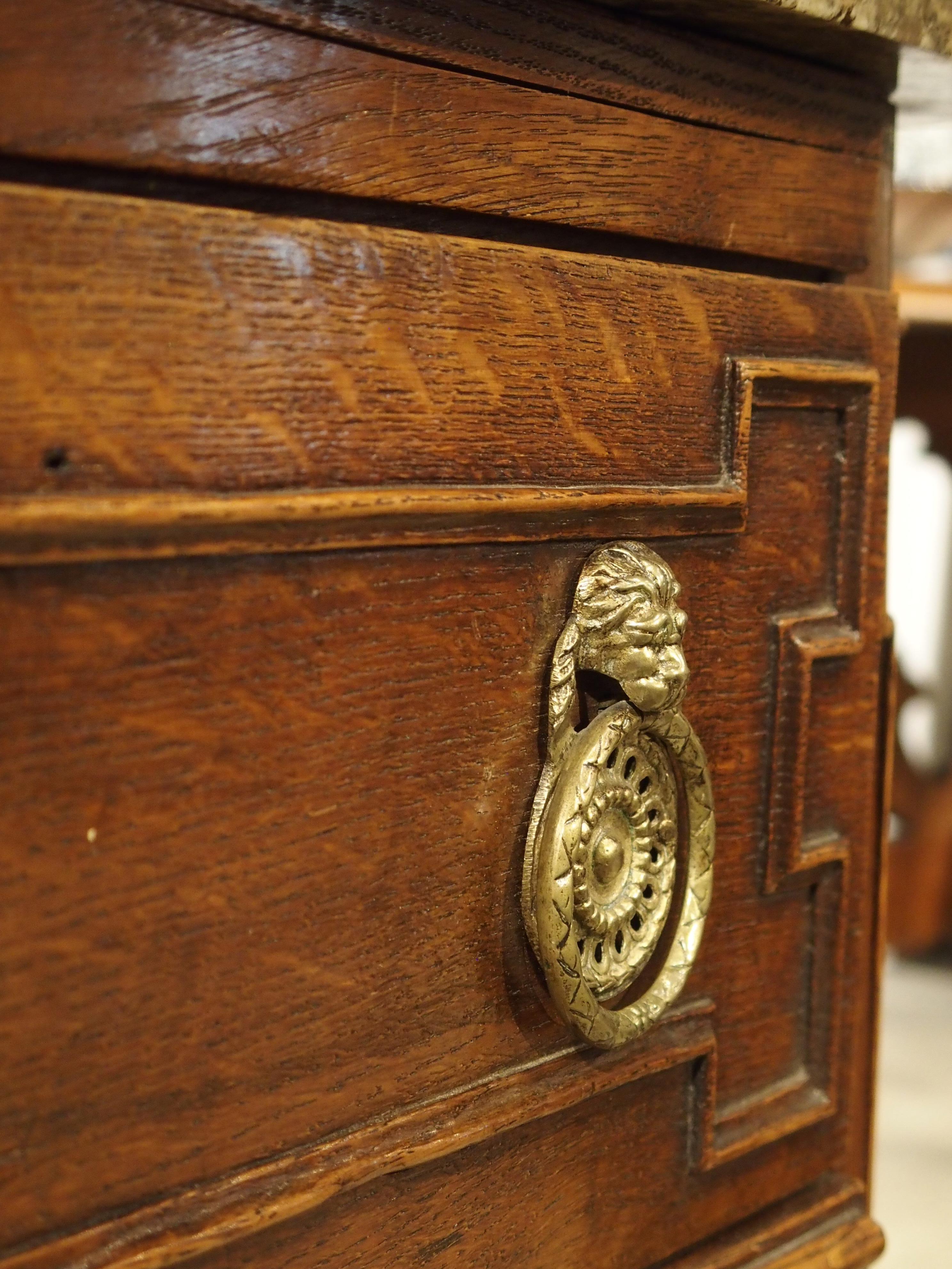 Small Antique French Oak Commode with Marble Top, circa 1770 11