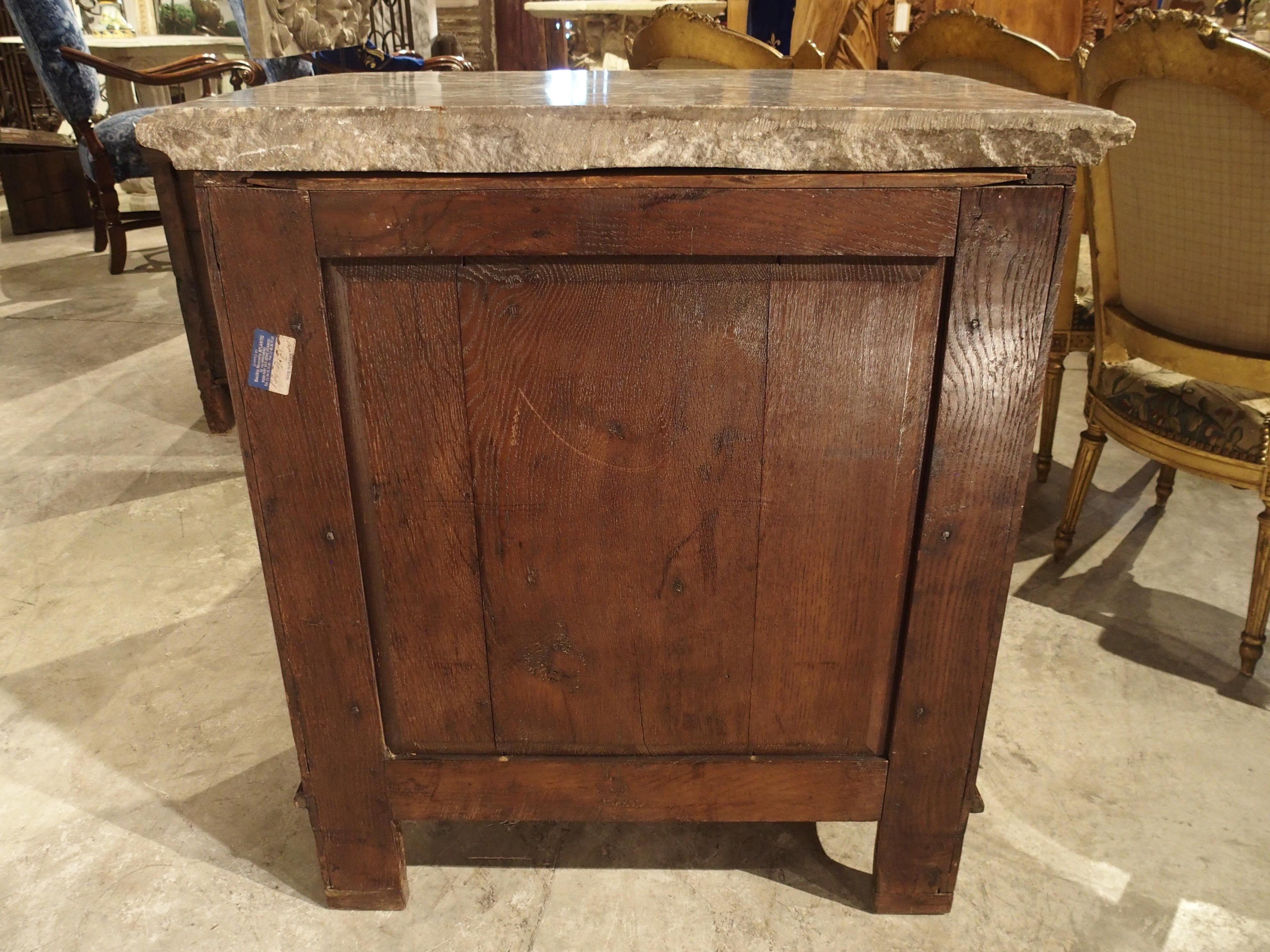 Small Antique French Oak Commode with Marble Top, circa 1770 12