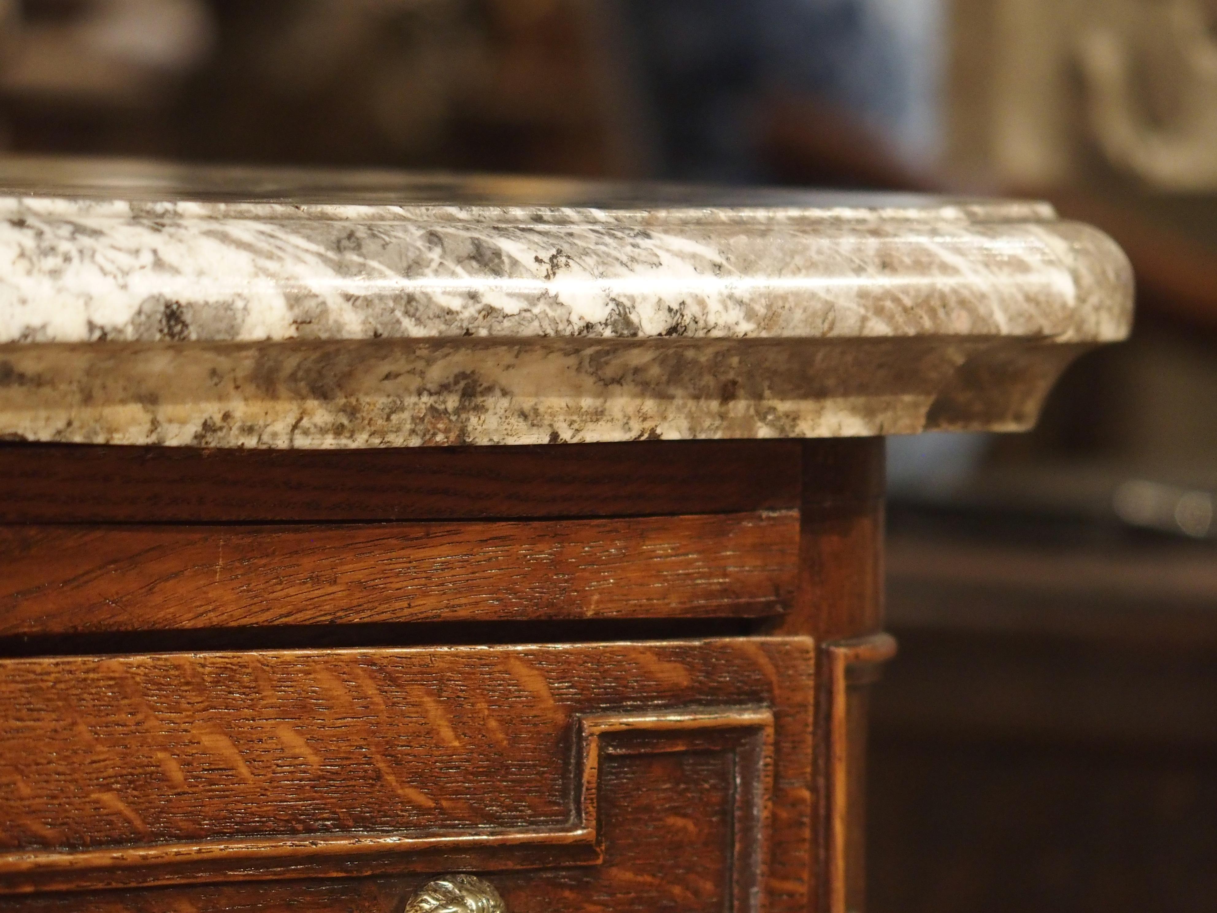Small Antique French Oak Commode with Marble Top, circa 1770 4