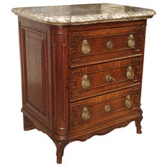 Small Antique French Oak Commode with Marble Top, circa 1770
