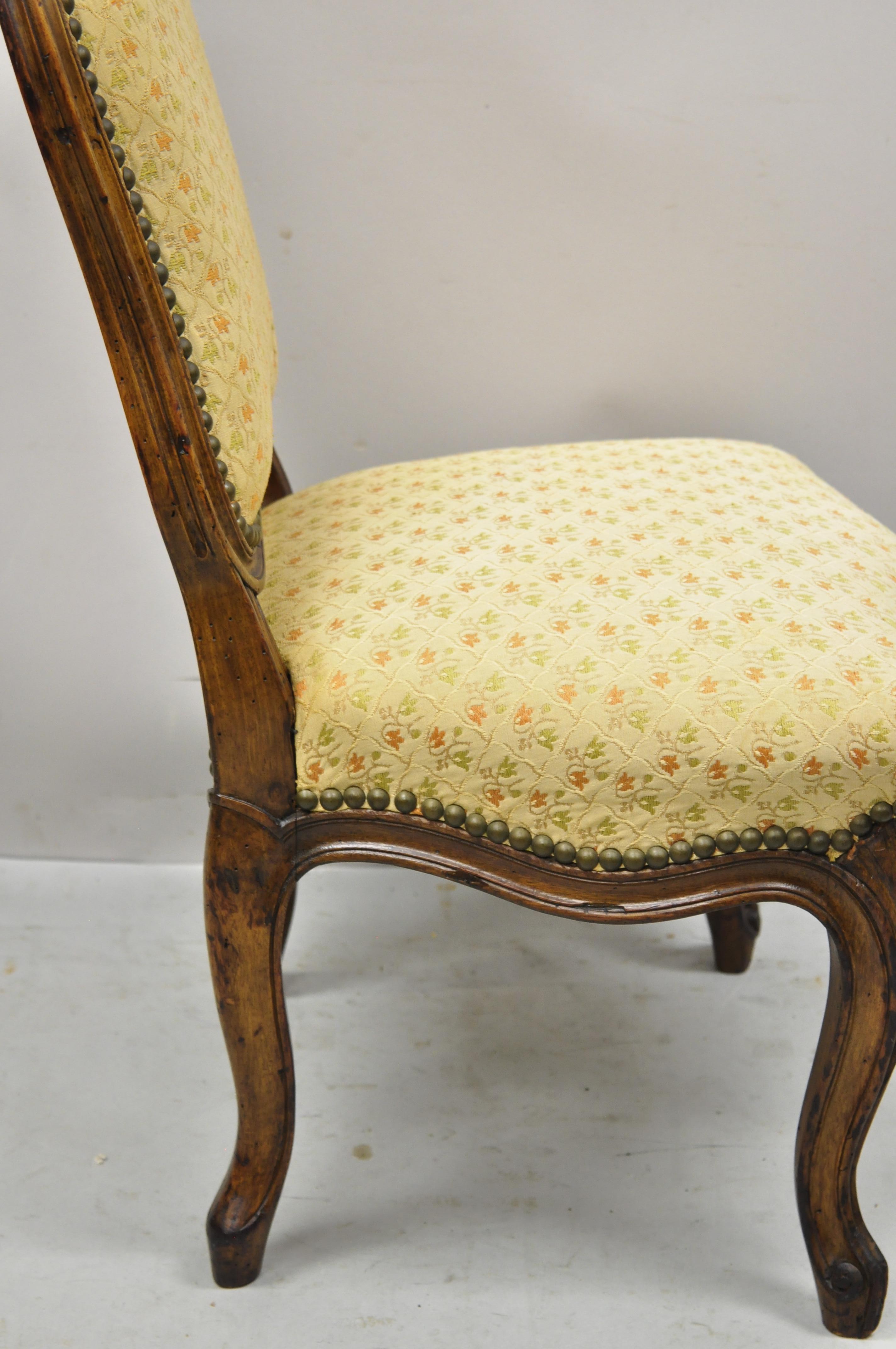 Small Antique French Provincial Louis XV Style Carved Walnut Boudoir Side Chair For Sale 4