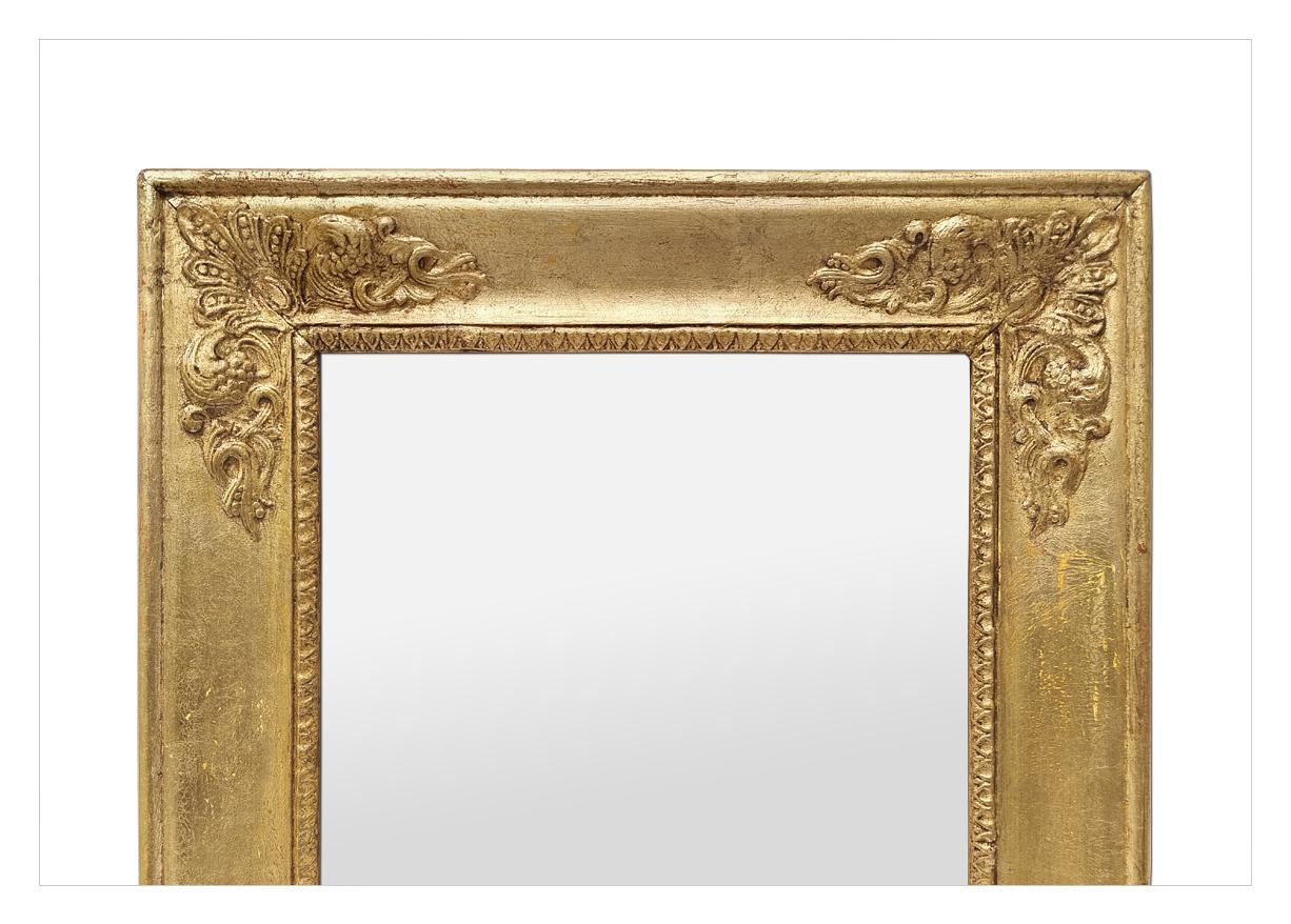 Small Antique French “Restauration” Style Giltwood Wall Mirror, circa 1890 In Good Condition For Sale In Paris, FR