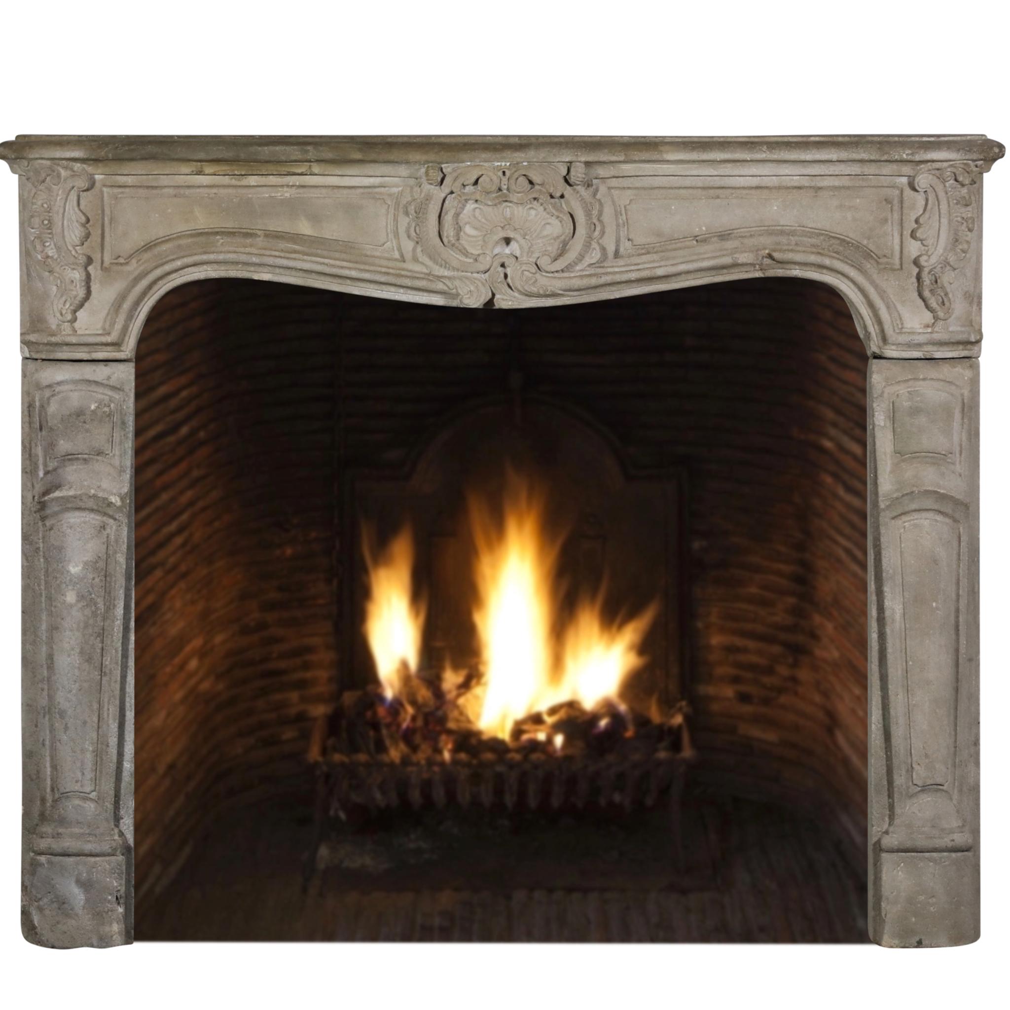 Small Antique French Rustic Limestone Fireplace Surround For Sale 10