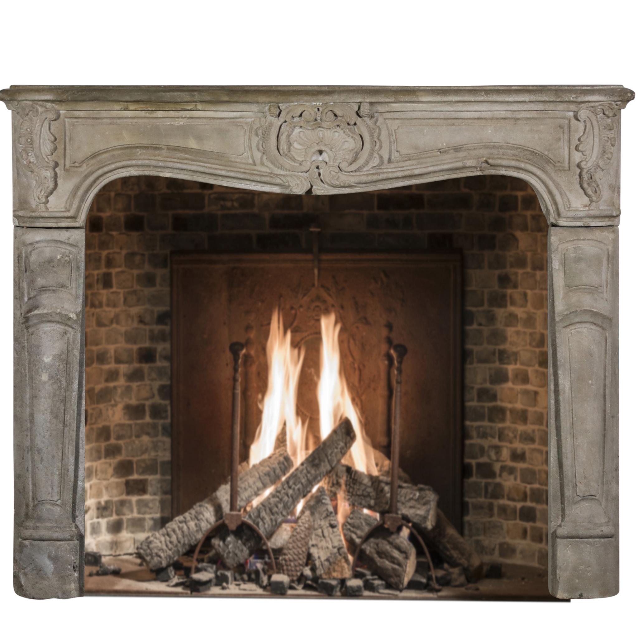 Small Antique French Rustic Limestone Fireplace Surround For Sale 11