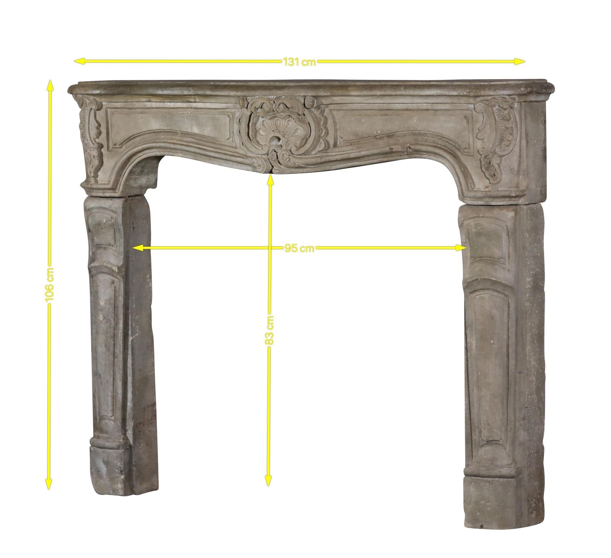 Small Antique French Rustic Limestone Fireplace Surround For Sale 12