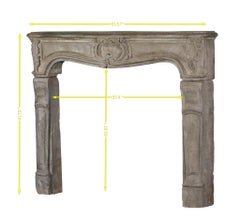 Small Antique French Rustic Limestone Fireplace Surround