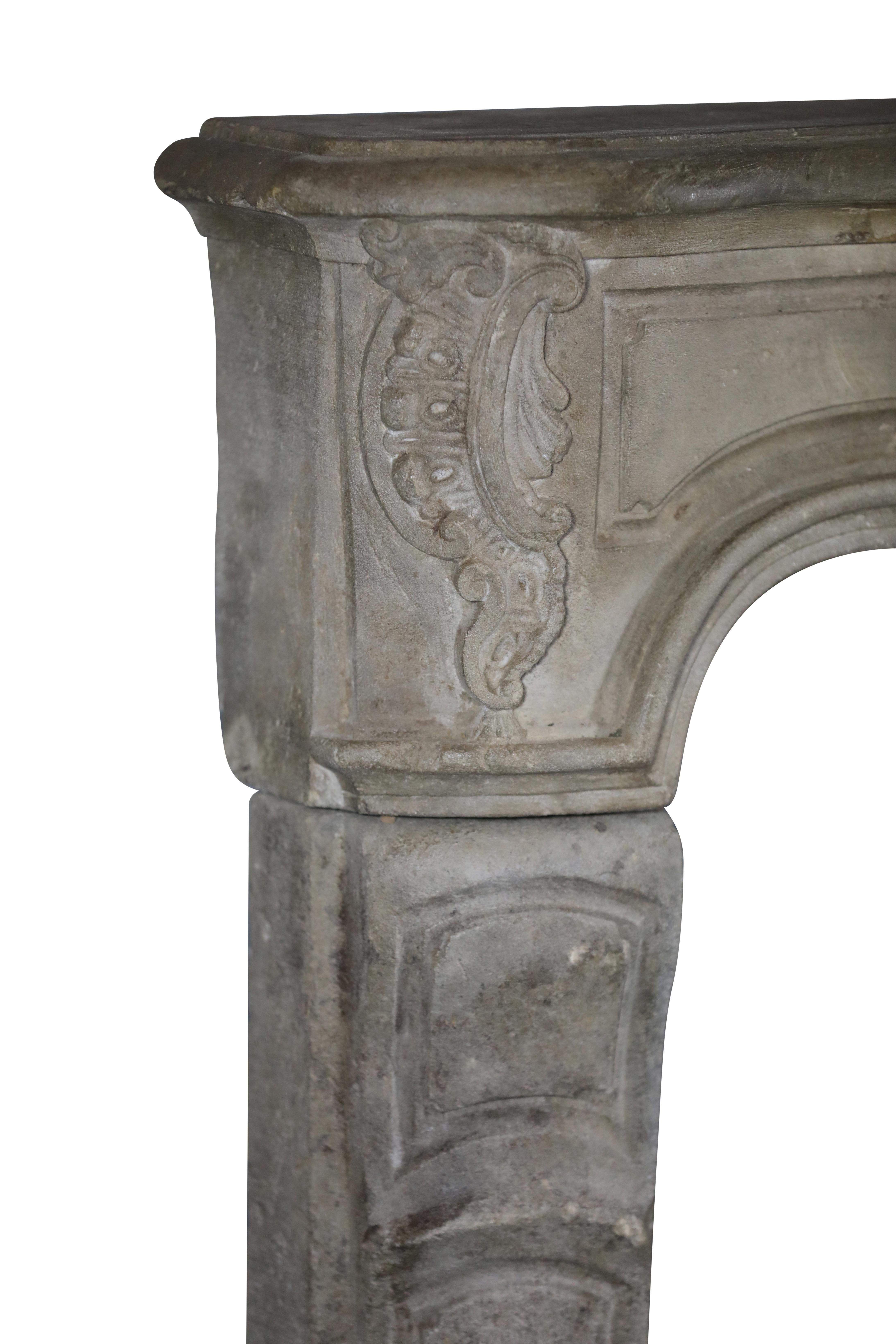 Regency Small Antique French Rustic Limestone Fireplace Surround For Sale