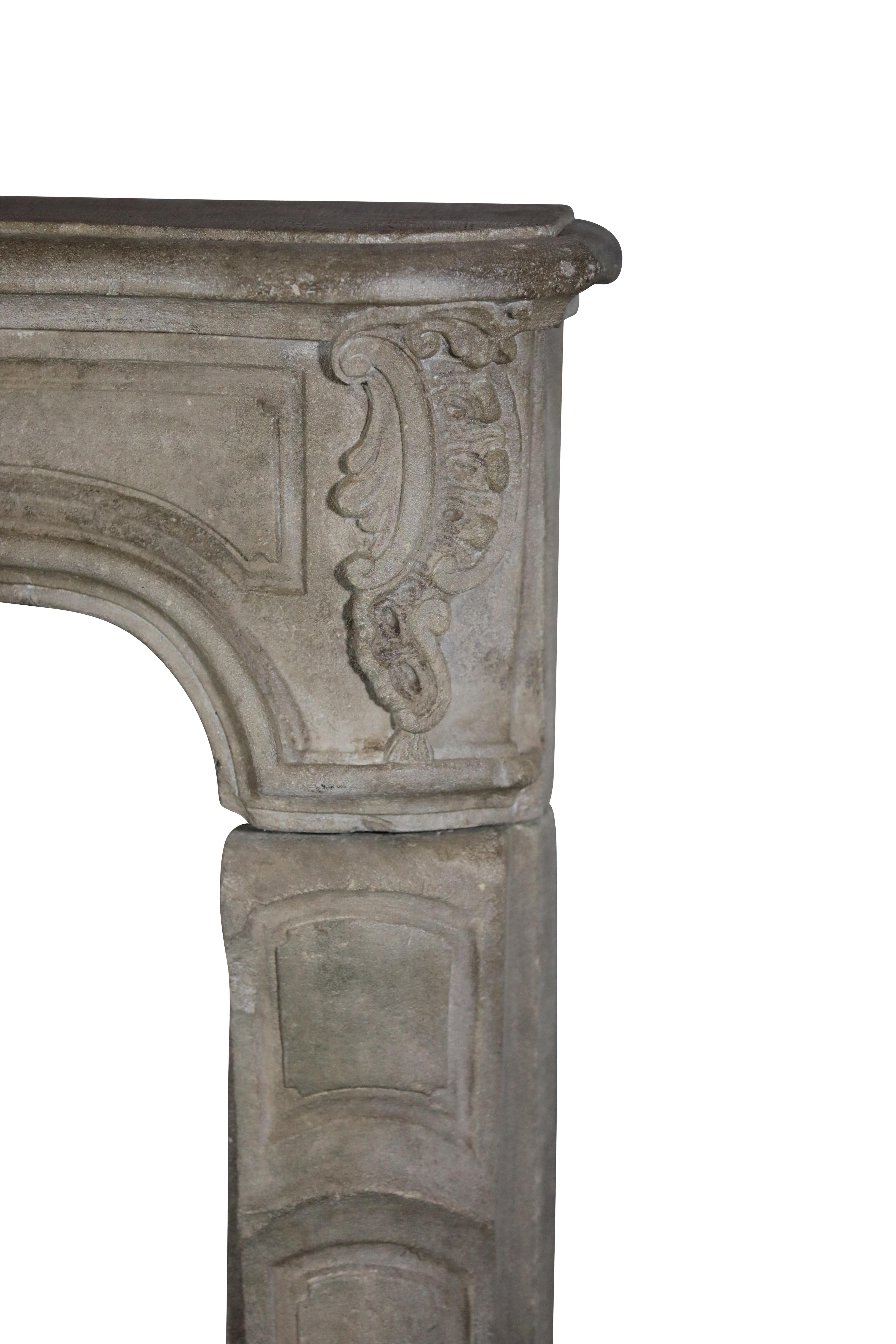 Small Antique French Rustic Limestone Fireplace Surround For Sale 1