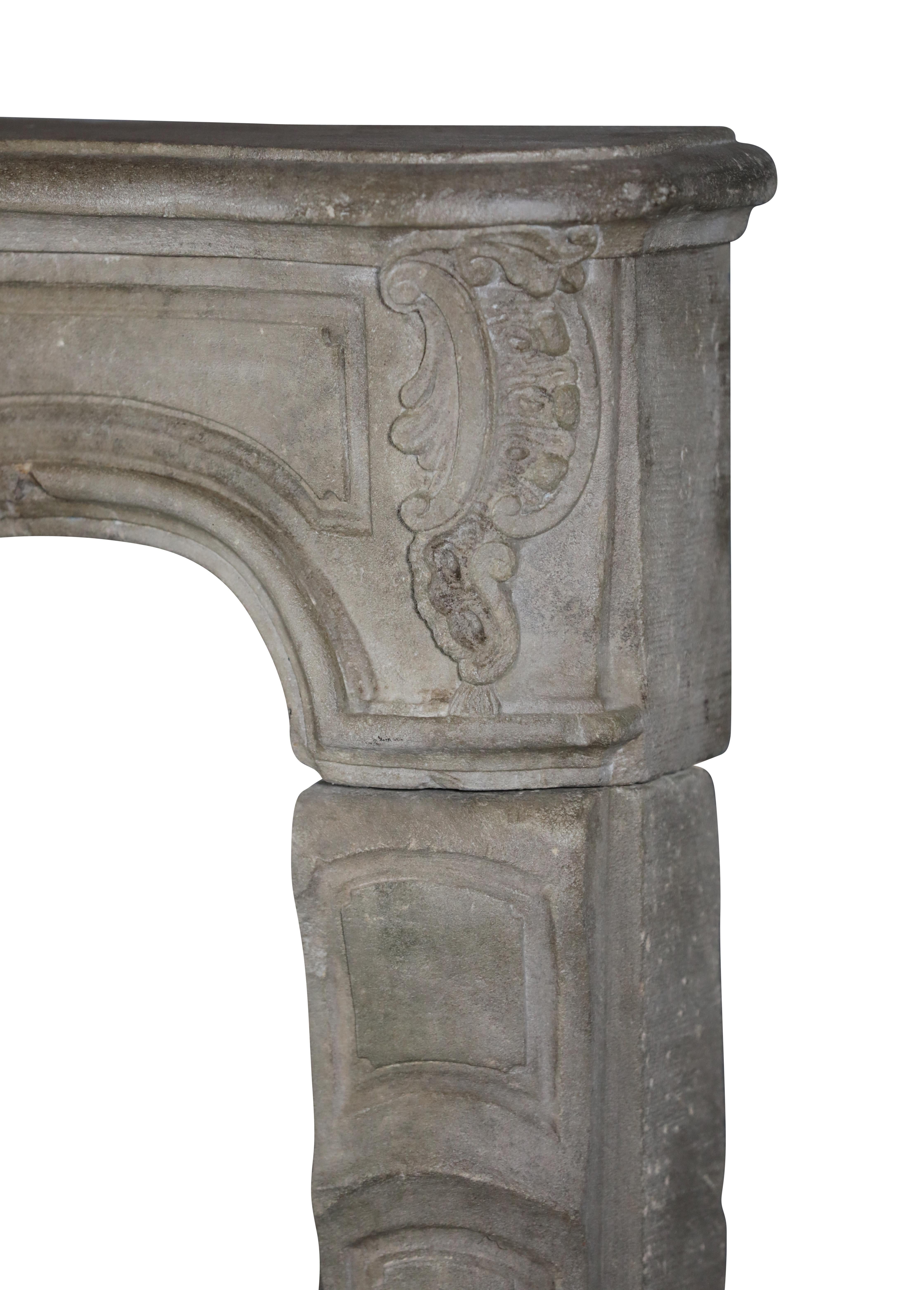 Small Antique French Rustic Limestone Fireplace Surround For Sale 2