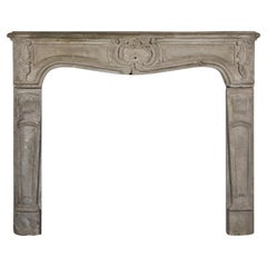 Small Antique French Rustic Limestone Fireplace Surround