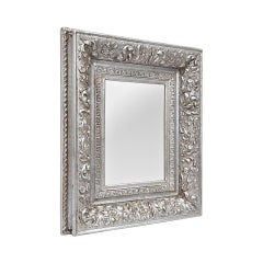 Petit Antique Mirror français argenté et patiné, circa 1900