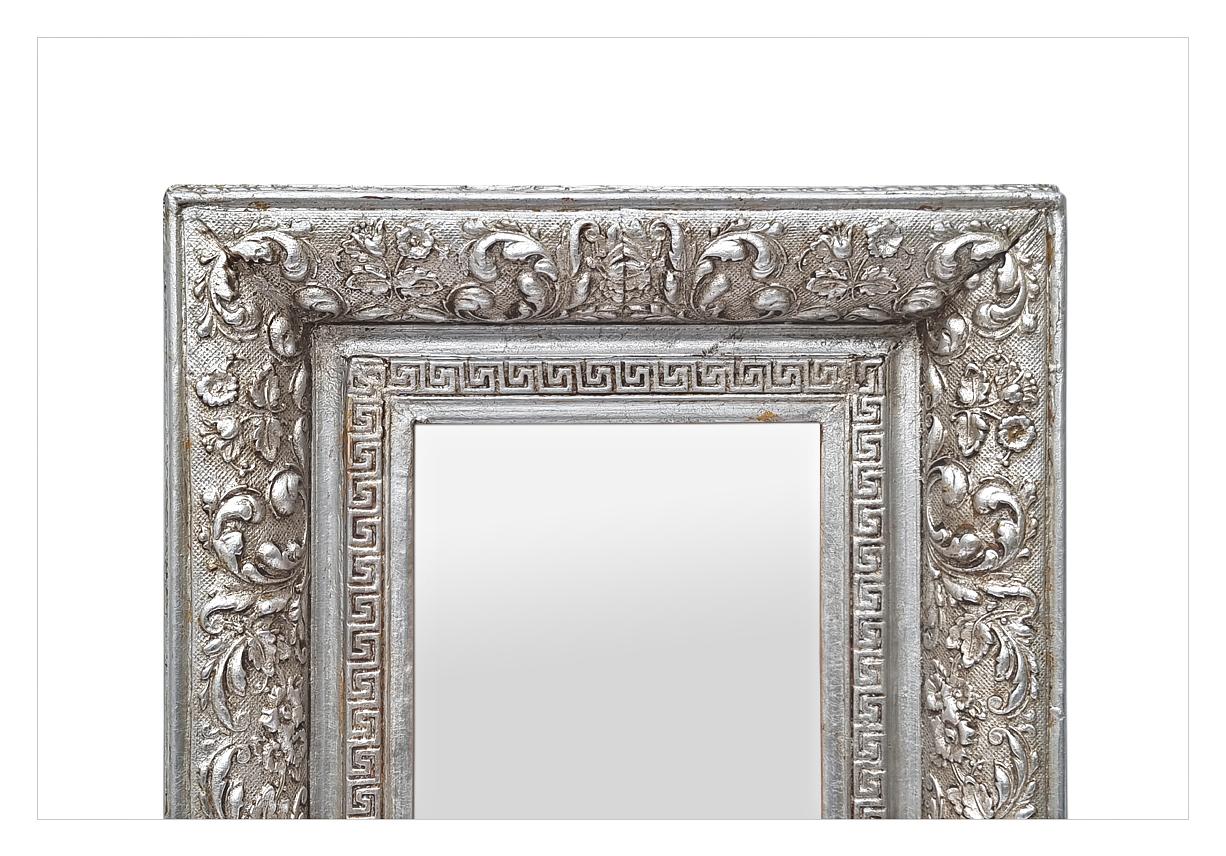 Barbizon School Small Antique French Silvered & Patinated Mirror, circa 1900 For Sale