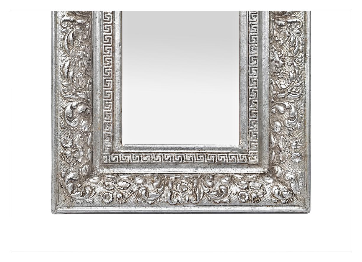 Small Antique French Silvered & Patinated Mirror, circa 1900 In Good Condition For Sale In Paris, FR