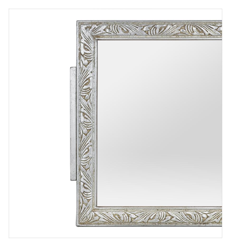 Gilt Small Antique French Wall Mirror, Silvered Wood, Art Nouveau Period, circa 1900 For Sale