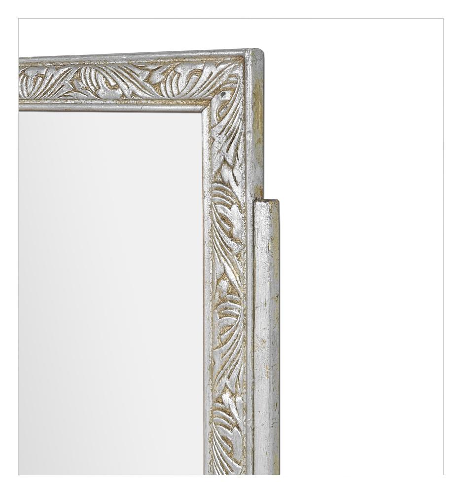Small Antique French Wall Mirror, Silvered Wood, Art Nouveau Period, circa 1900 For Sale 2