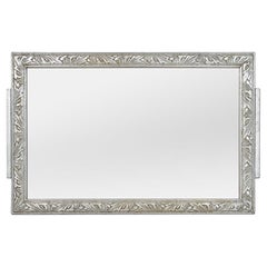 Small Antique French Wall Mirror, Silvered Wood, Art Nouveau Period, circa 1900