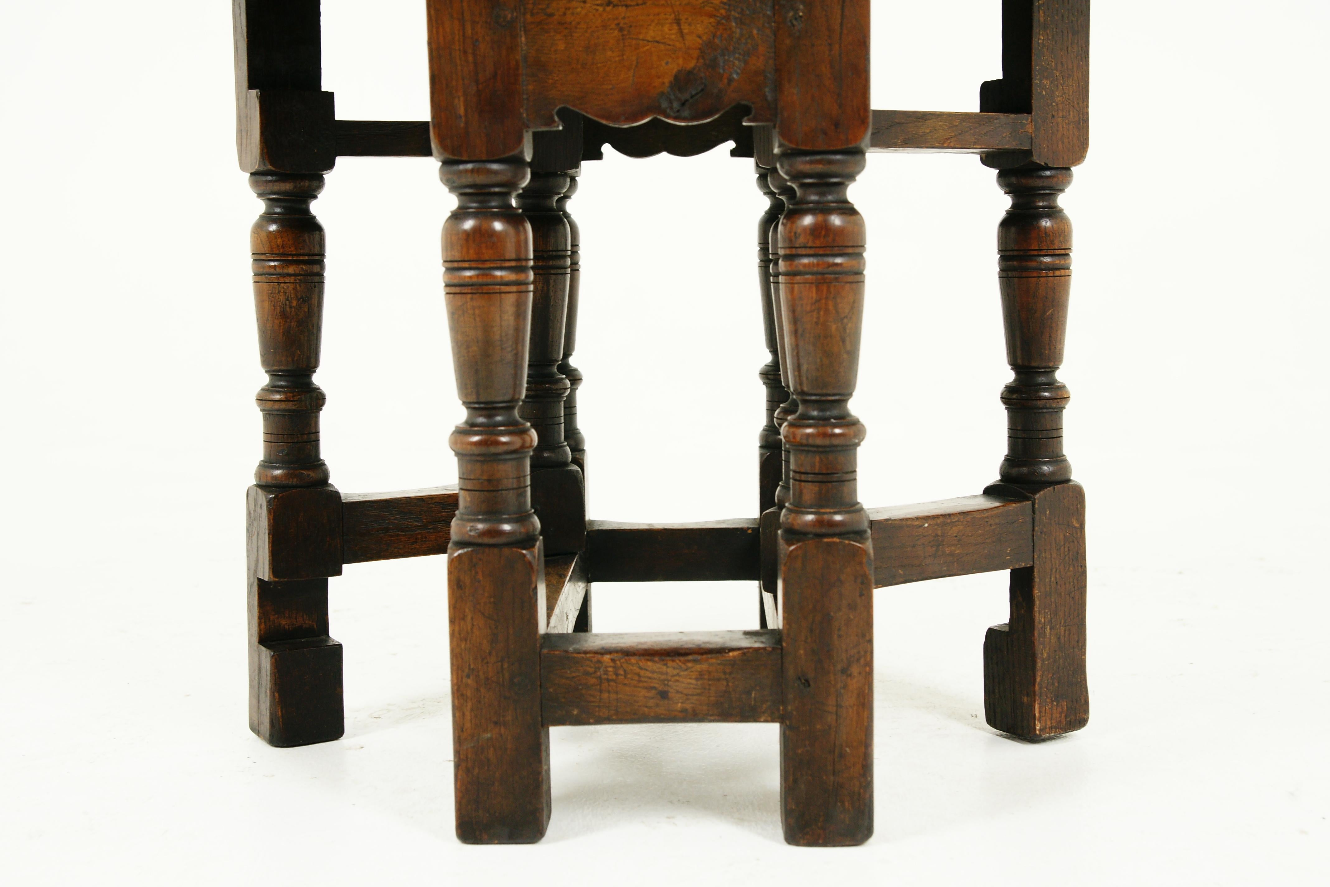 Scottish Small Antique Gateleg Table, Oak Drop Leaf Table, Scotland 1920, B2389