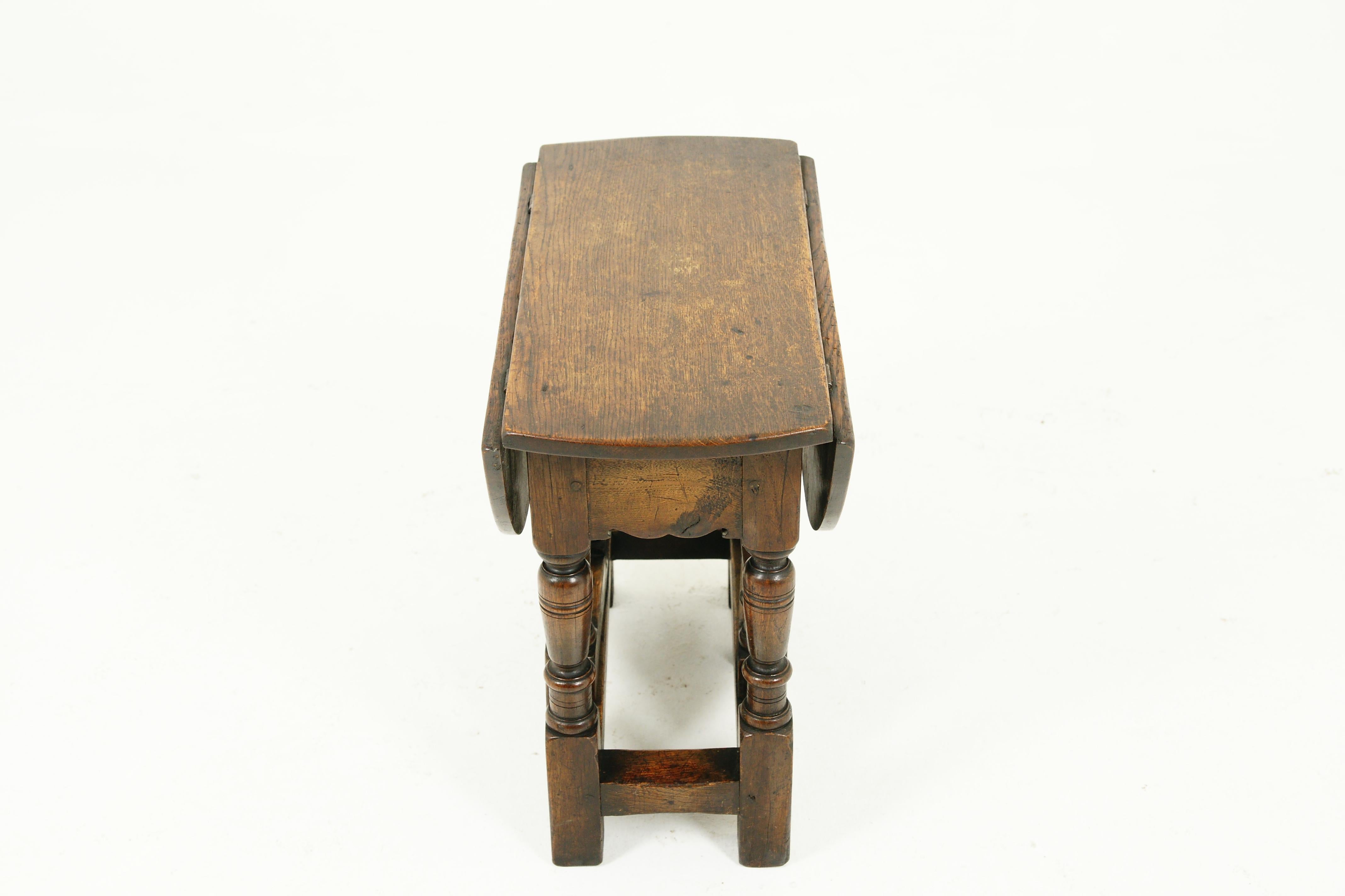 Hand-Crafted Small Antique Gateleg Table, Oak Drop Leaf Table, Scotland 1920, B2389