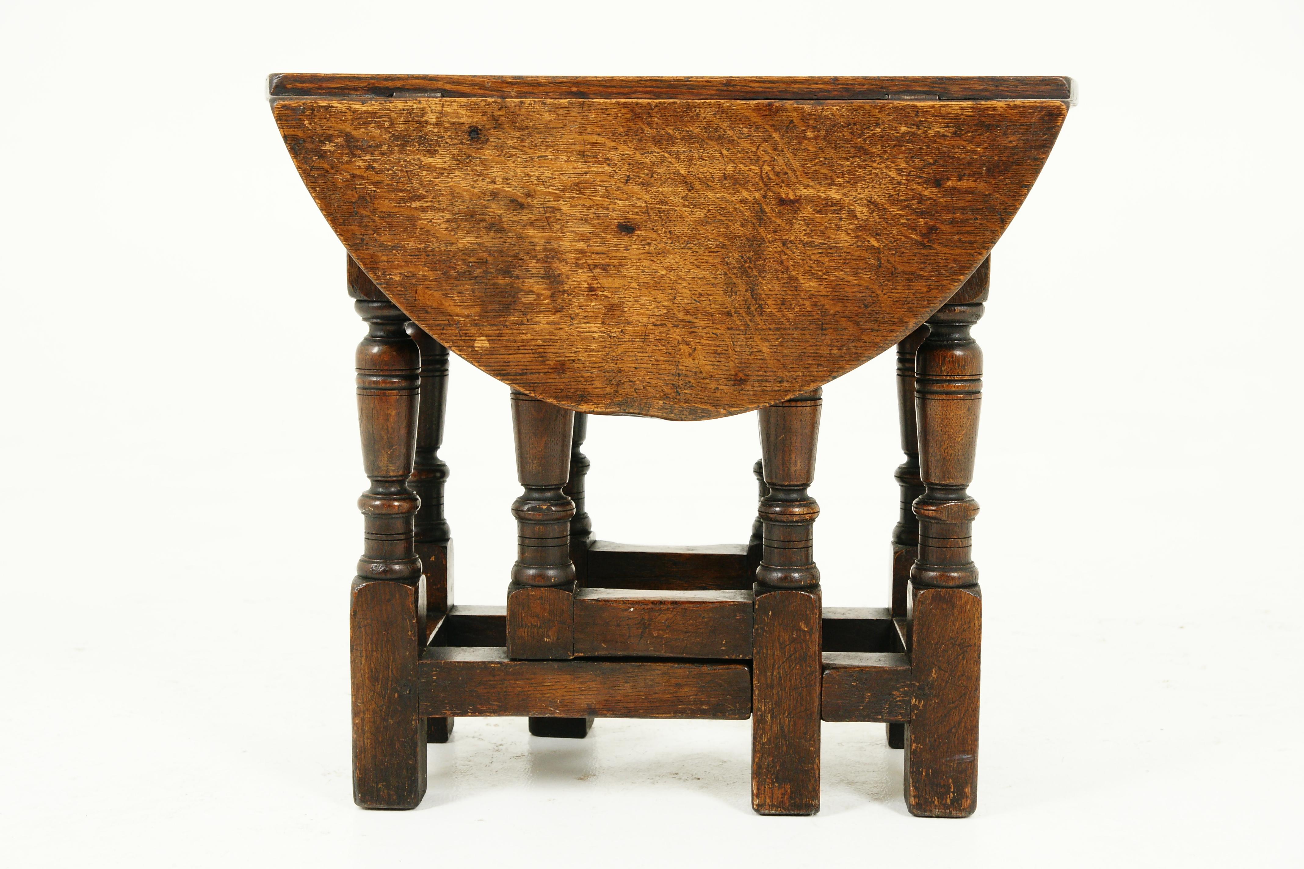 Small Antique Gateleg Table, Oak Drop Leaf Table, Scotland 1920, B2389 In Good Condition In Vancouver, BC