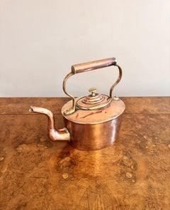 Small antique George III quality copper kettle