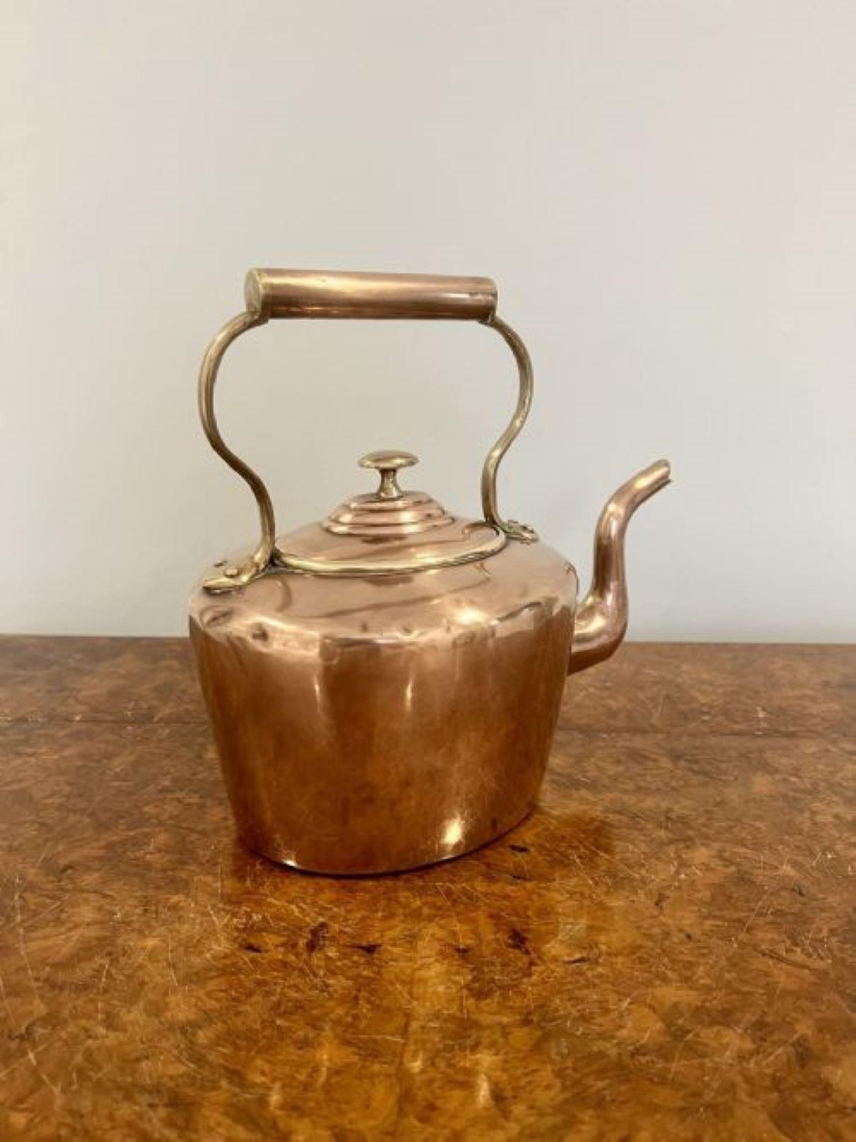 19th Century Small antique George III quality copper kettle  For Sale