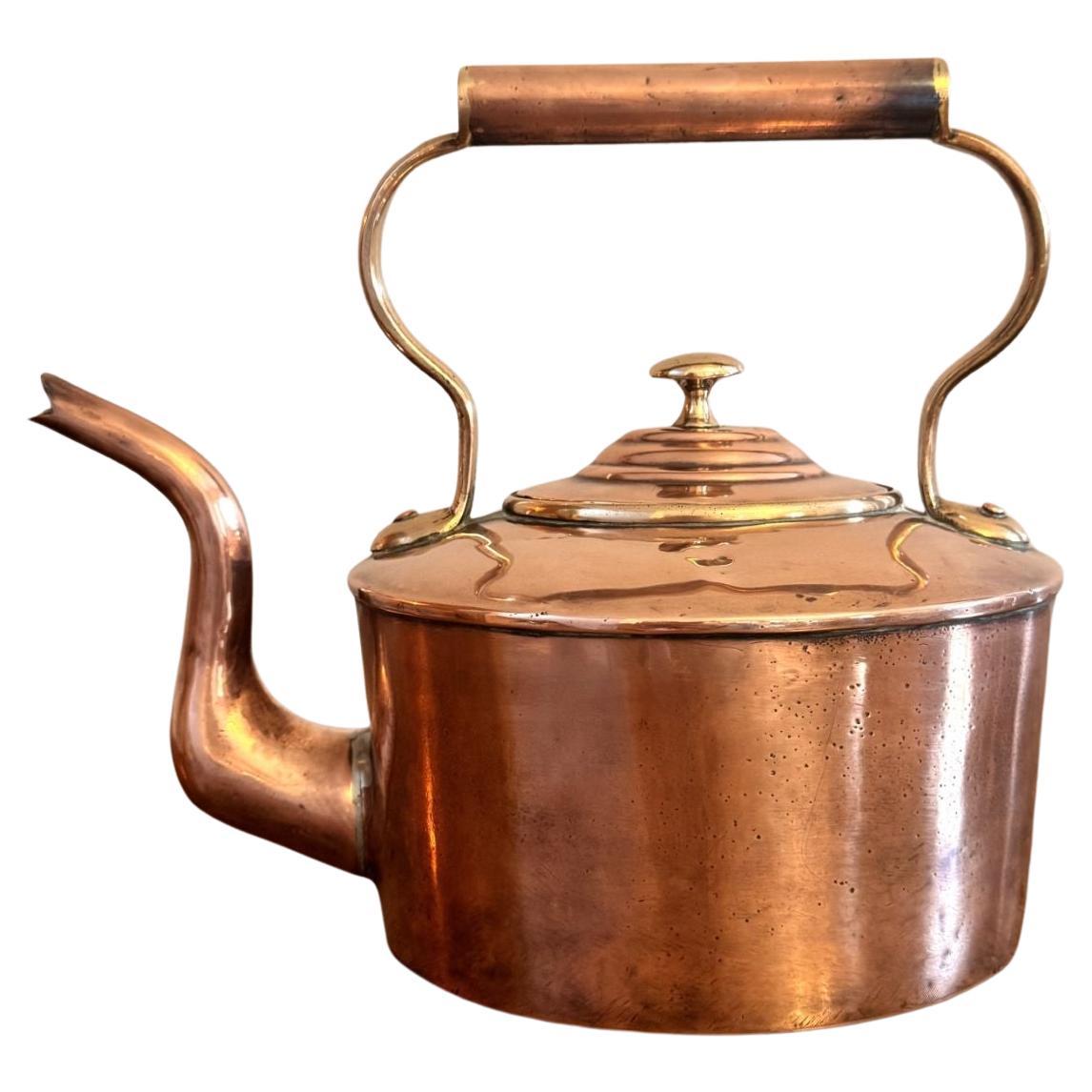 Small antique George III quality copper kettle