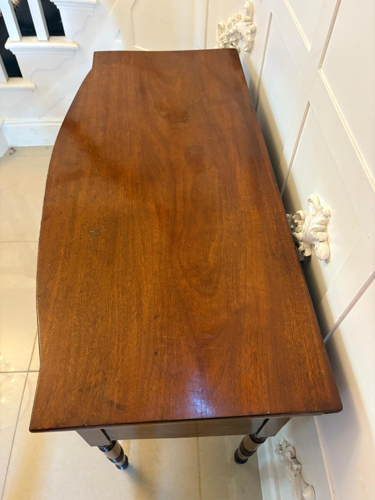 Small Antique George III Quality Figured Mahogany Bow Front Sideboard For Sale 3