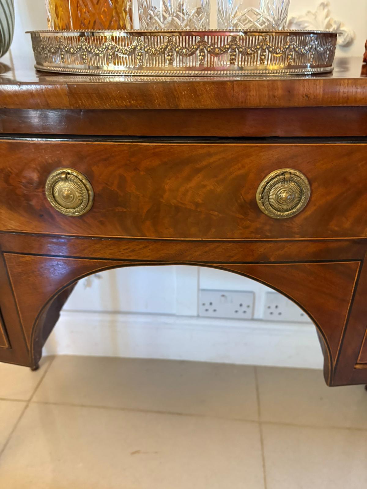 Small Antique George III Quality Figured Mahogany Bow Front Sideboard For Sale 4