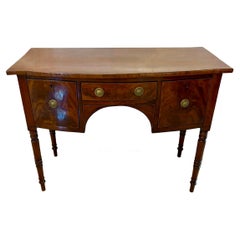 Small Antique George III Quality Figured Mahogany Bow Front Sideboard