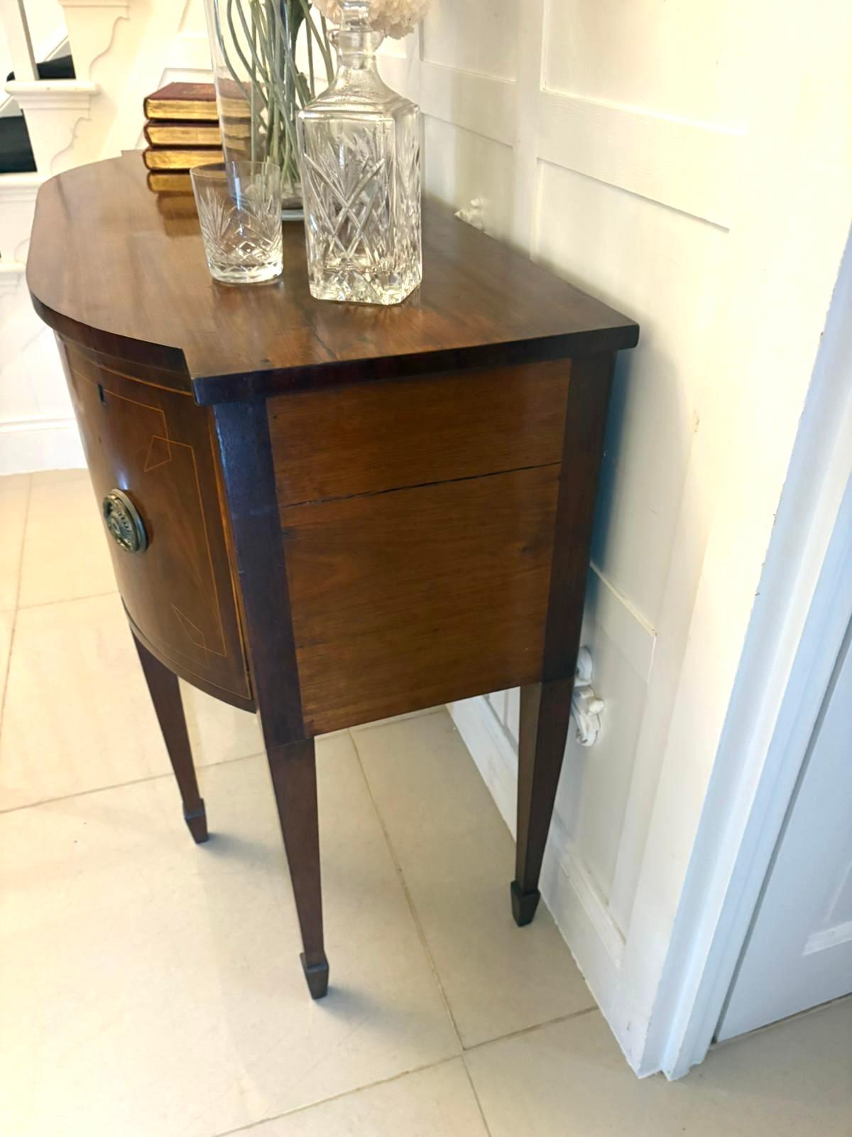 English Small Antique George III Quality Inlaid Figured Mahogany Sideboard For Sale