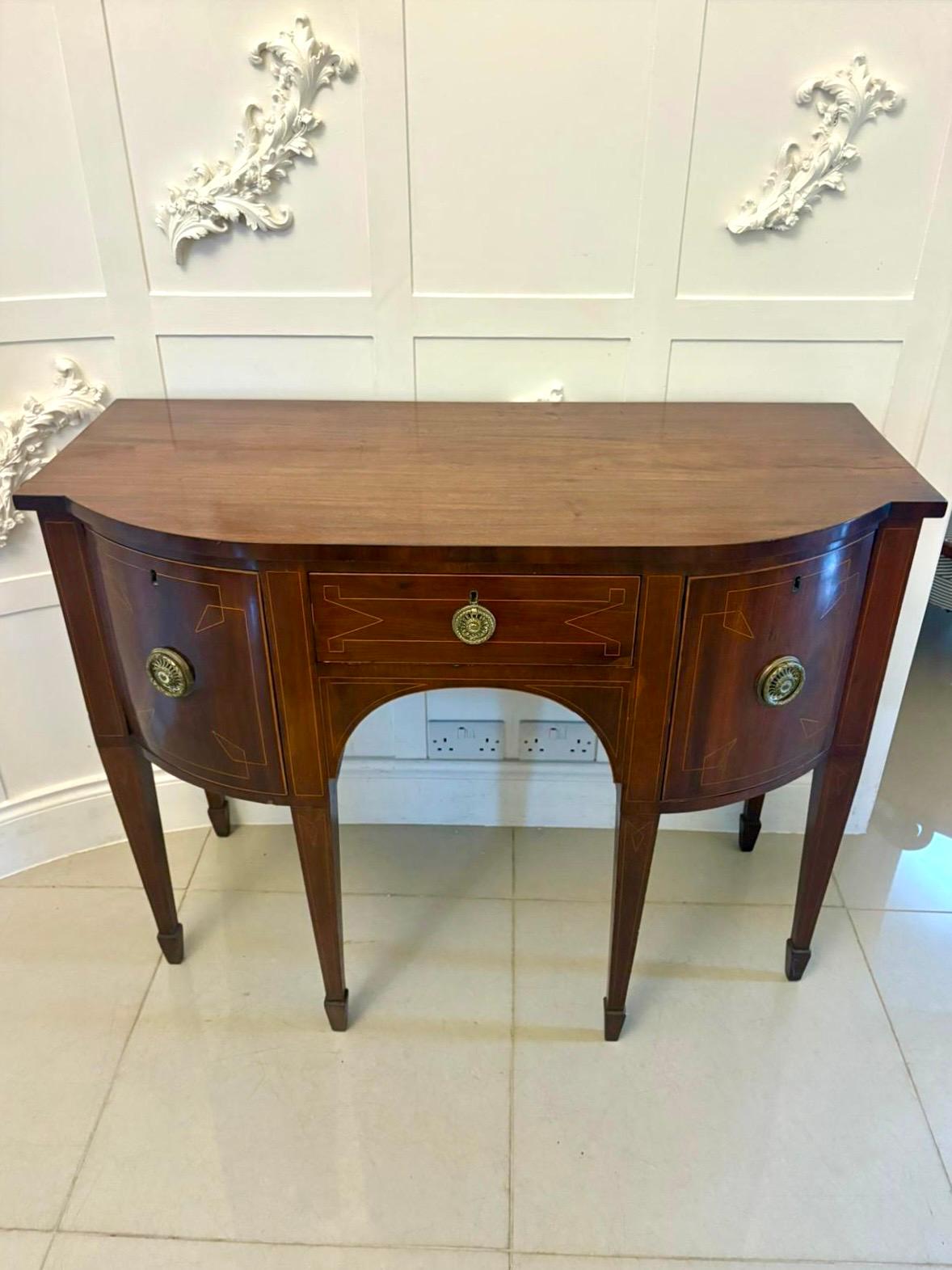 Inlay Small Antique George III Quality Inlaid Figured Mahogany Sideboard For Sale