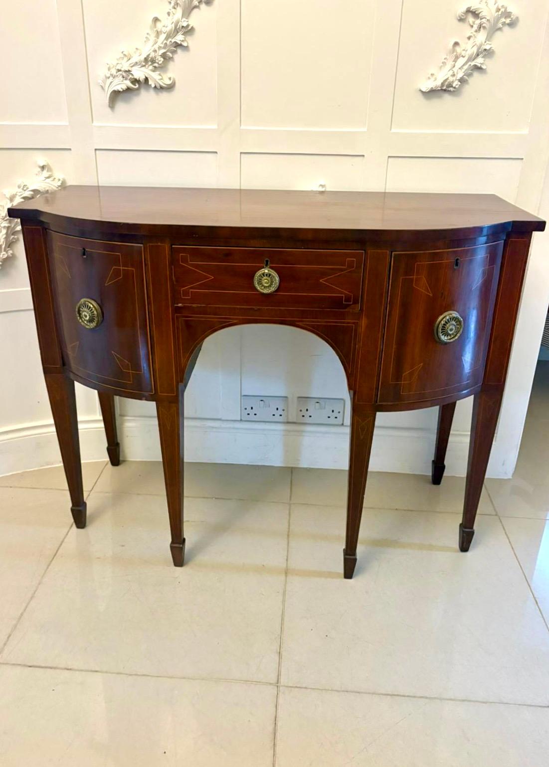 Small Antique George III Quality Inlaid Figured Mahogany Sideboard For Sale 2