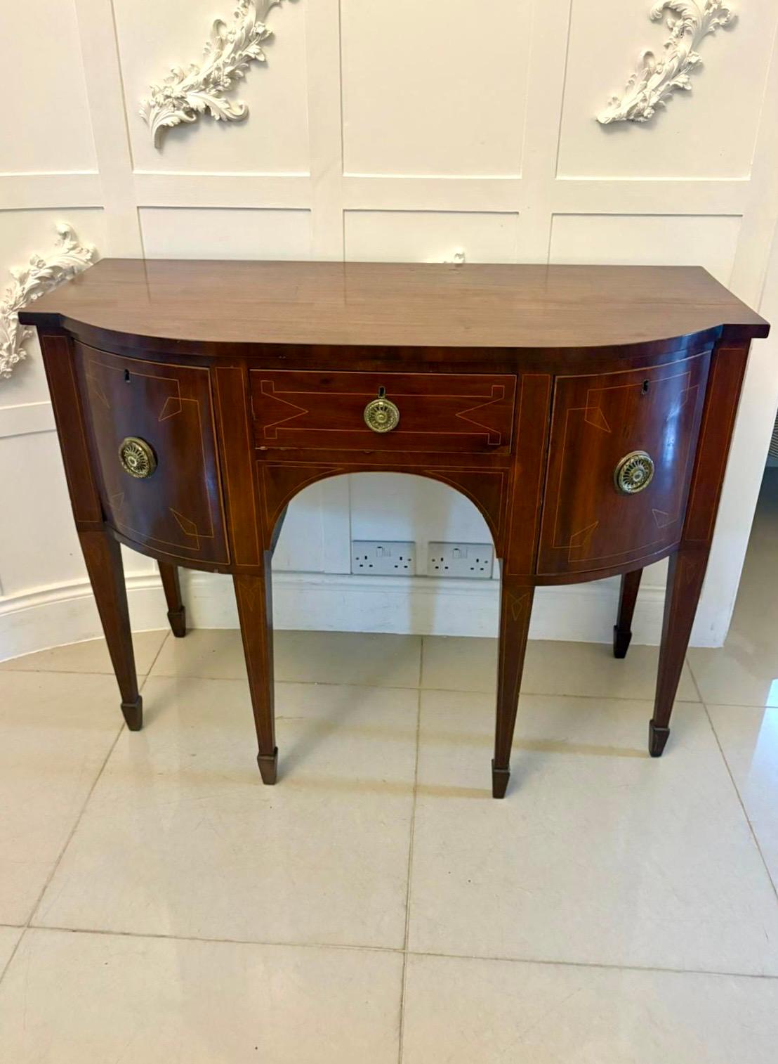 Small Antique George III Quality Inlaid Figured Mahogany Sideboard For Sale 3