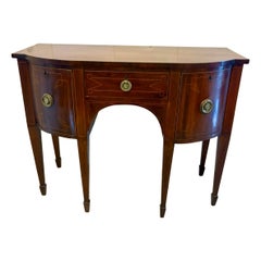 Small Antique George III Quality Inlaid Figured Mahogany Sideboard