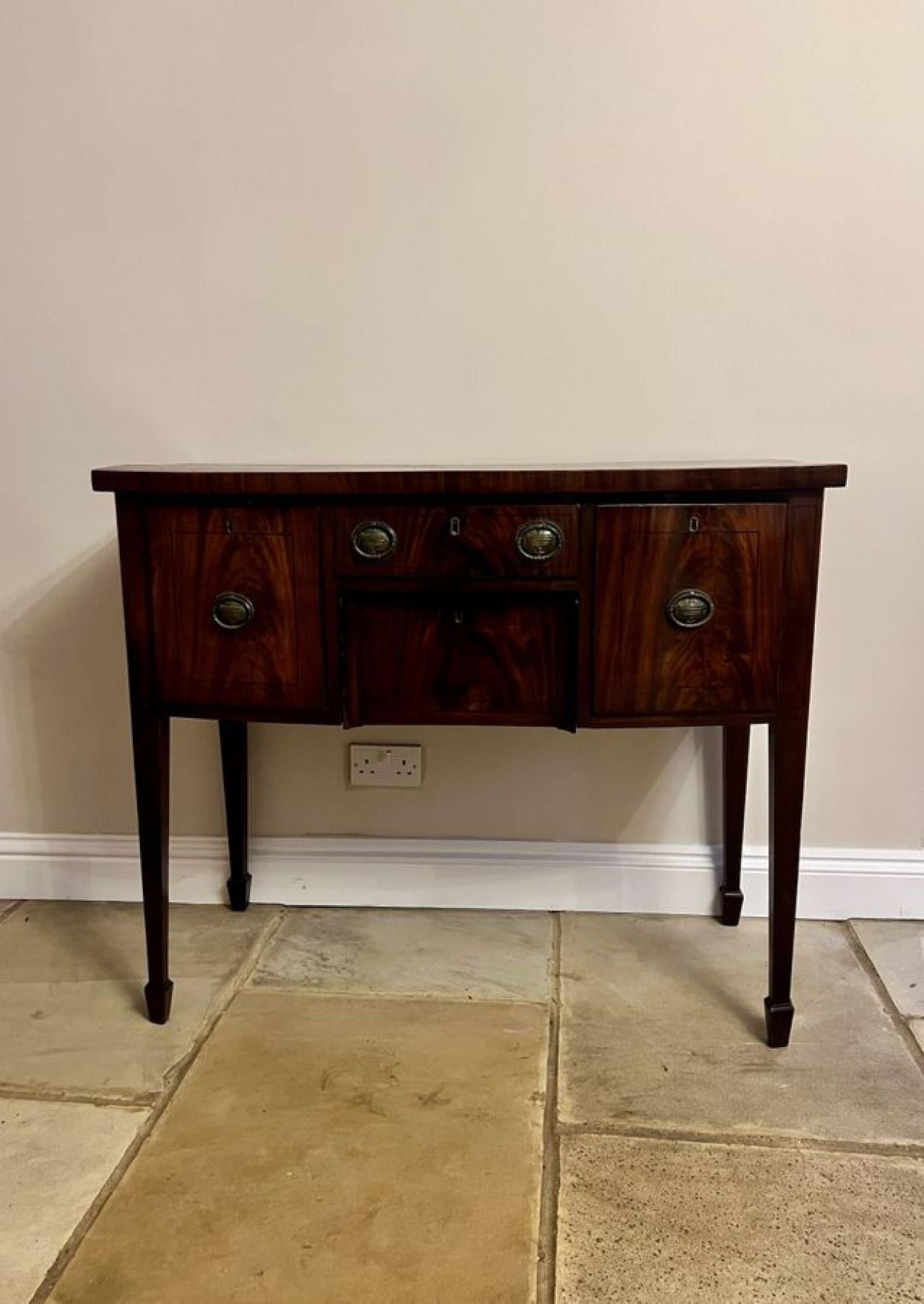 19th Century Small antique George III quality mahogany bow fronted sideboard  For Sale