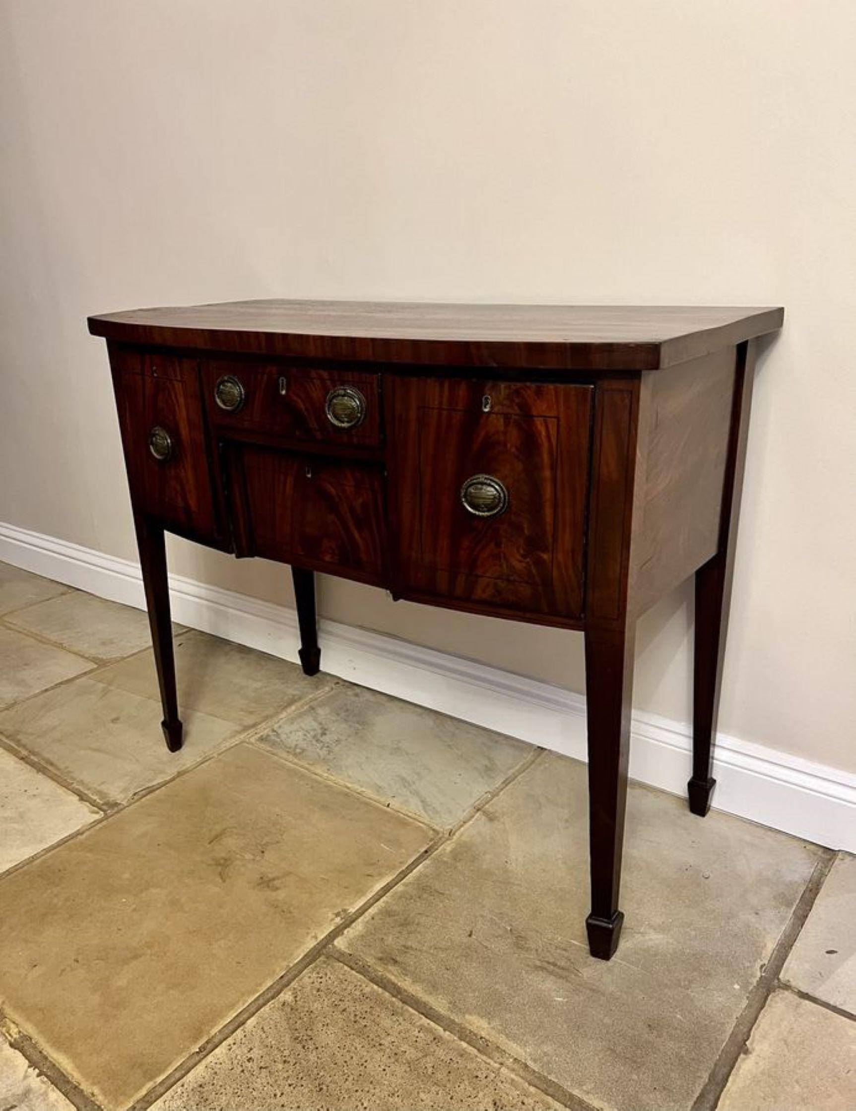 Small antique George III quality mahogany bow fronted sideboard  For Sale 1