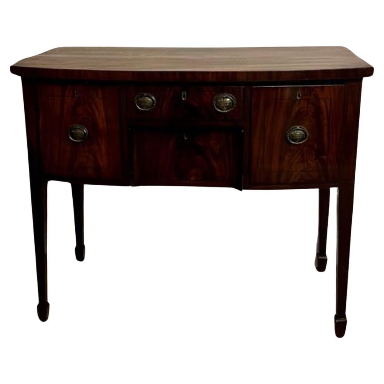 Small antique George III quality mahogany bow fronted sideboard  For Sale