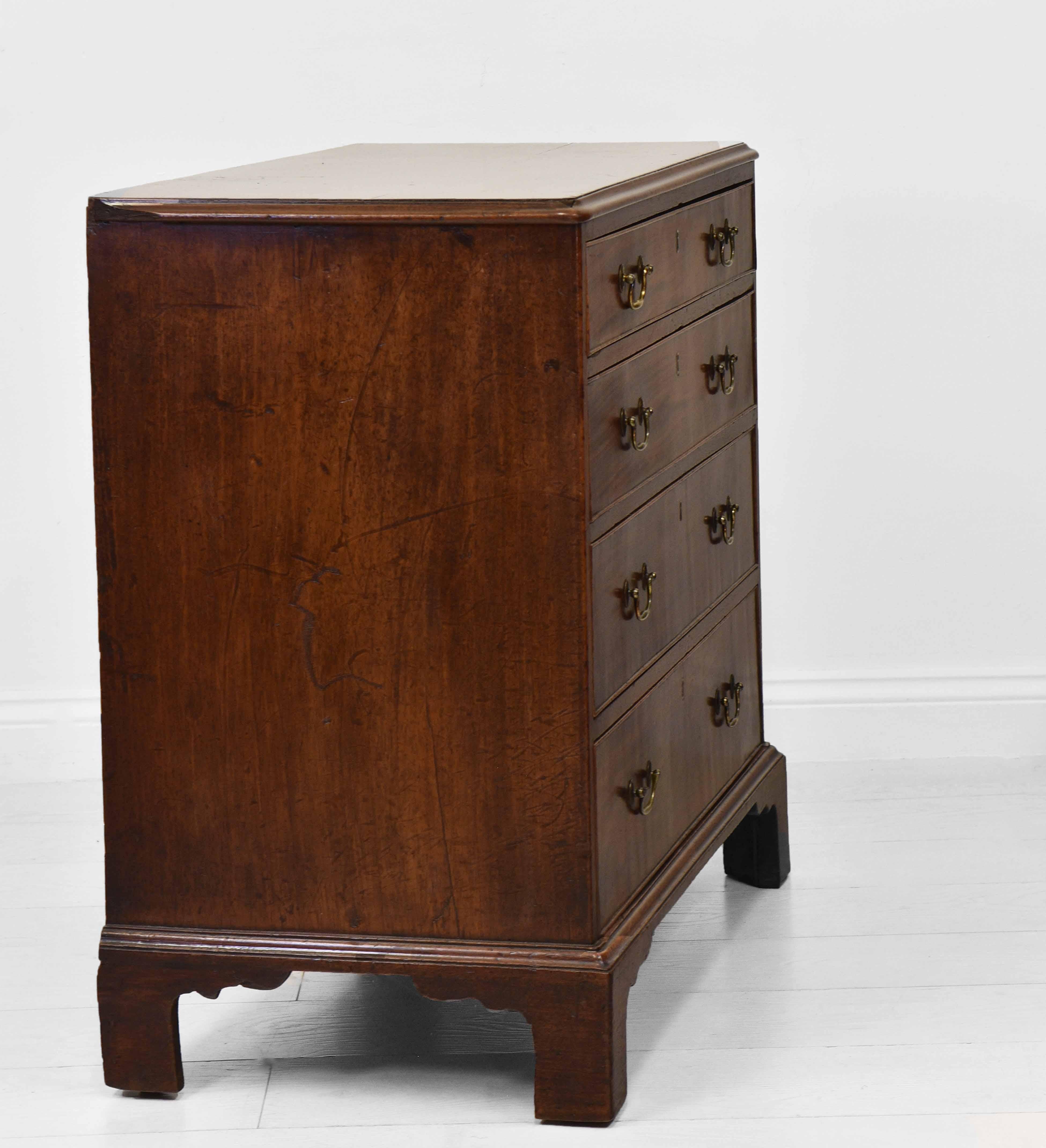 18th Century Small Antique Georgian Mahogany Chest of Drawers, Circa 1760