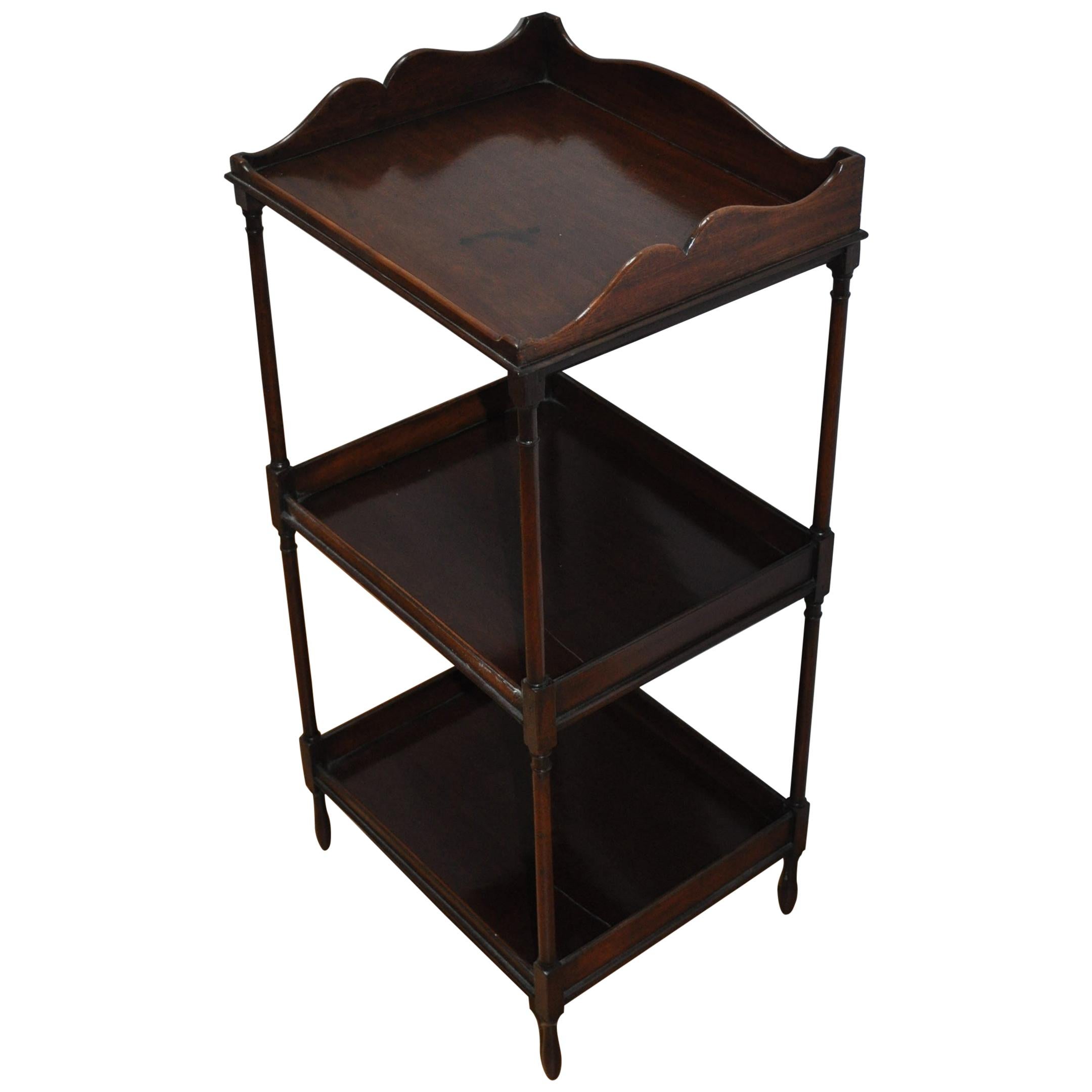 Small antique Georgian period solid mahogany Whatnot / shelves For Sale