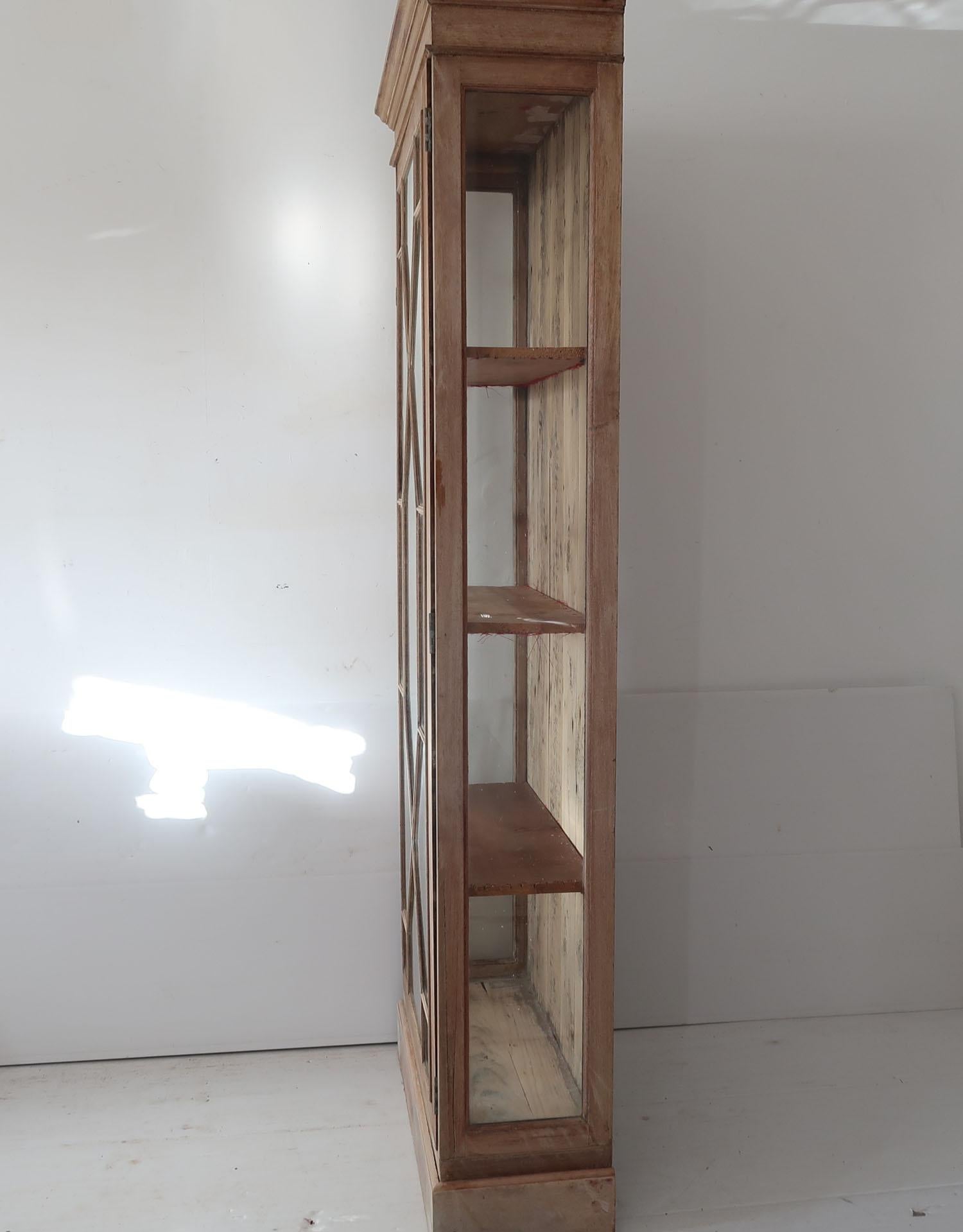 English Small Antique Georgian Style Bleached Cabinet with Astragal Glazing