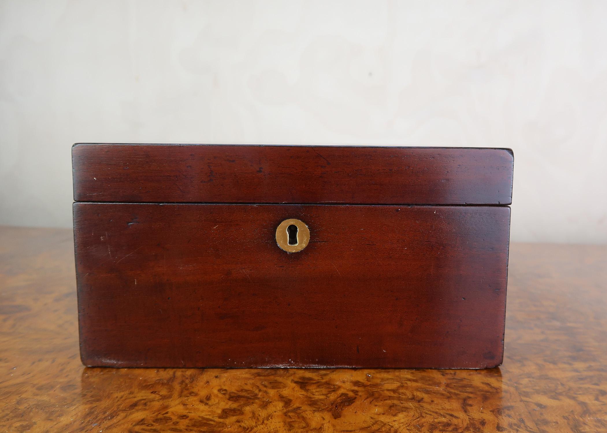 Placage Petite boîte à thé géorgienne ancienne avec bandes croisées. A.I.C. C.1800 en vente