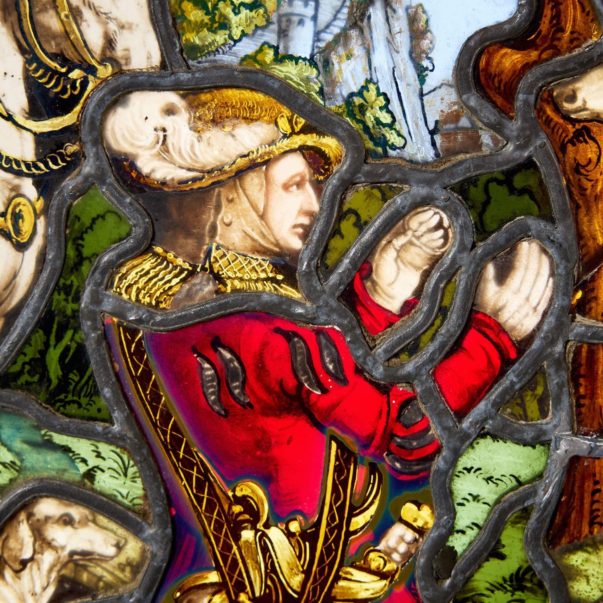 Kleines antikes deutsches religiöses Stained glass Rondell (Viktorianisch) im Angebot