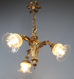 Small antique gilt bronze chandelier