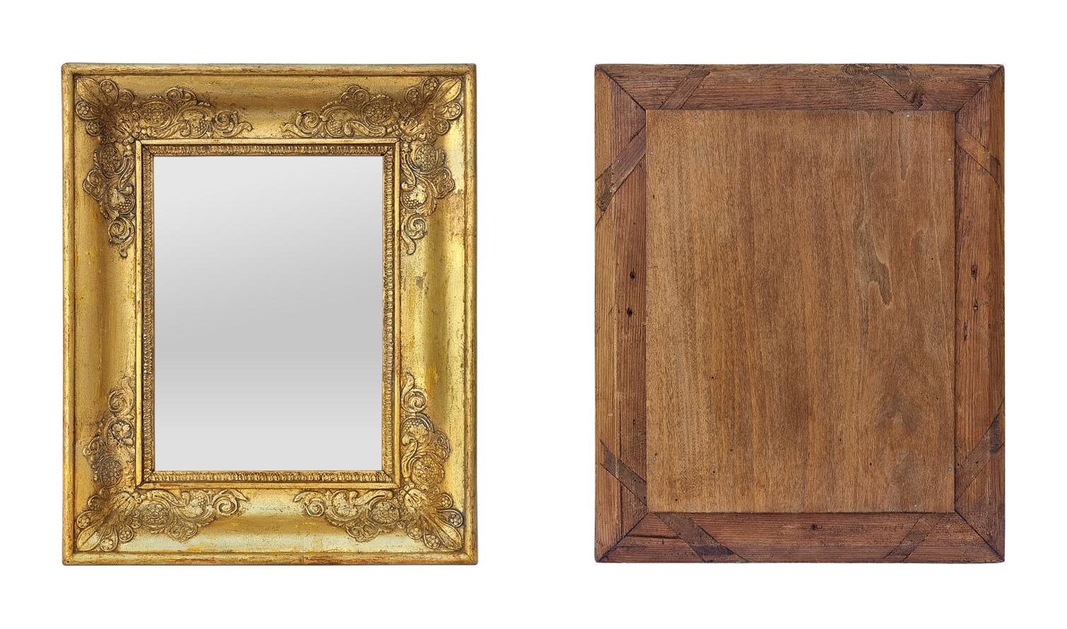 Glass Small Antique Giltwood Wall Mirror, French Restoration Period, circa 1830 For Sale
