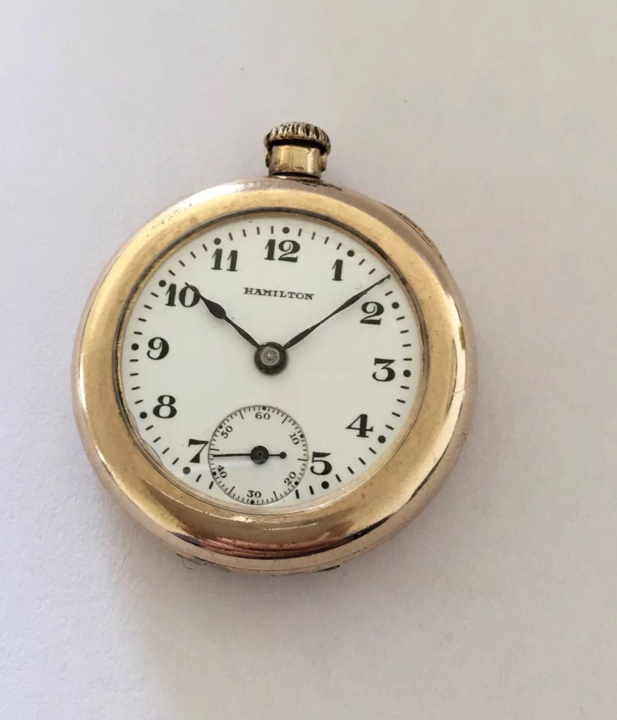 Small Antique Gold-Plated Hamilton Pocket / Fob Watch 3