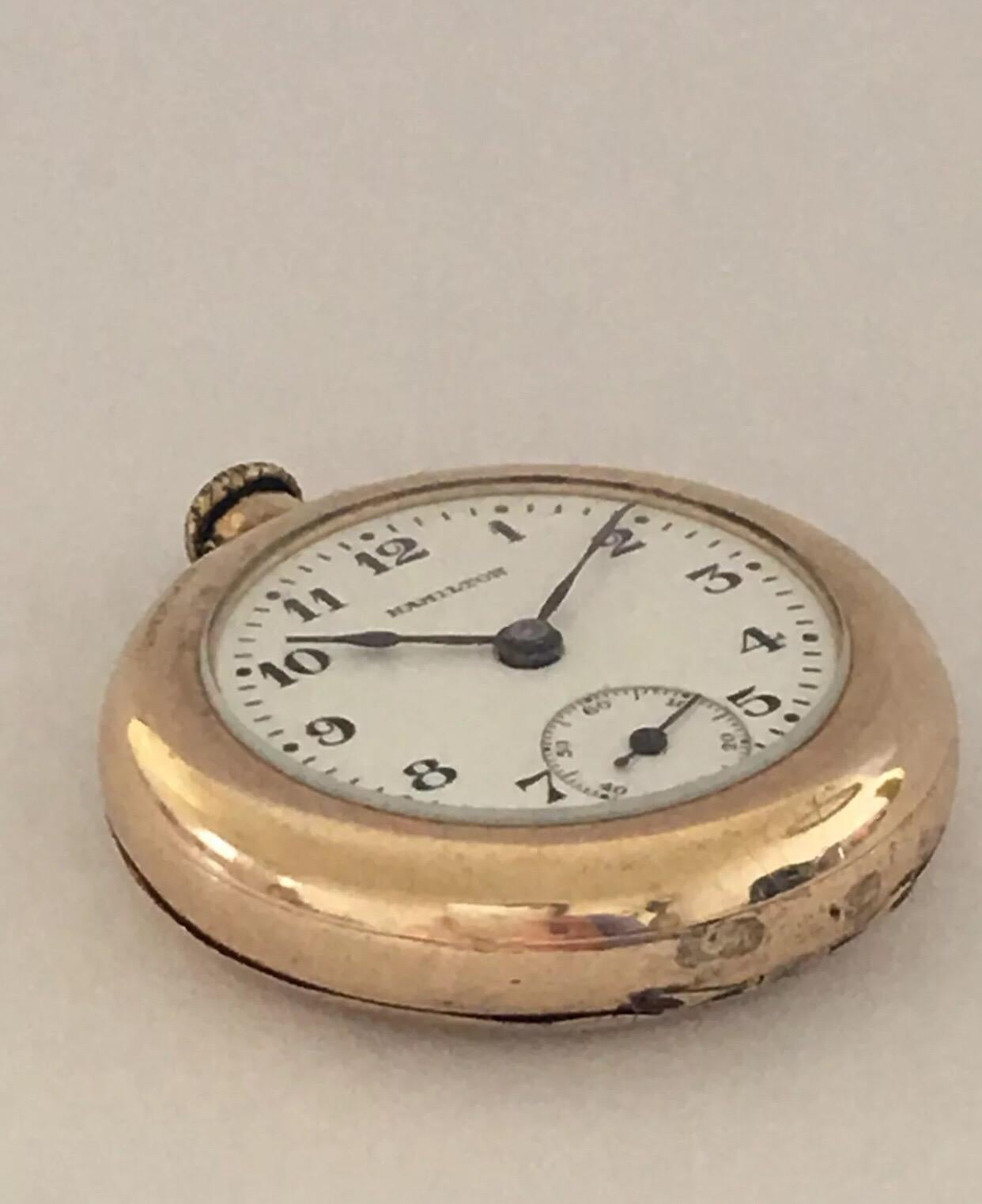 Small Antique Gold-Plated Hamilton Pocket / Fob Watch 4
