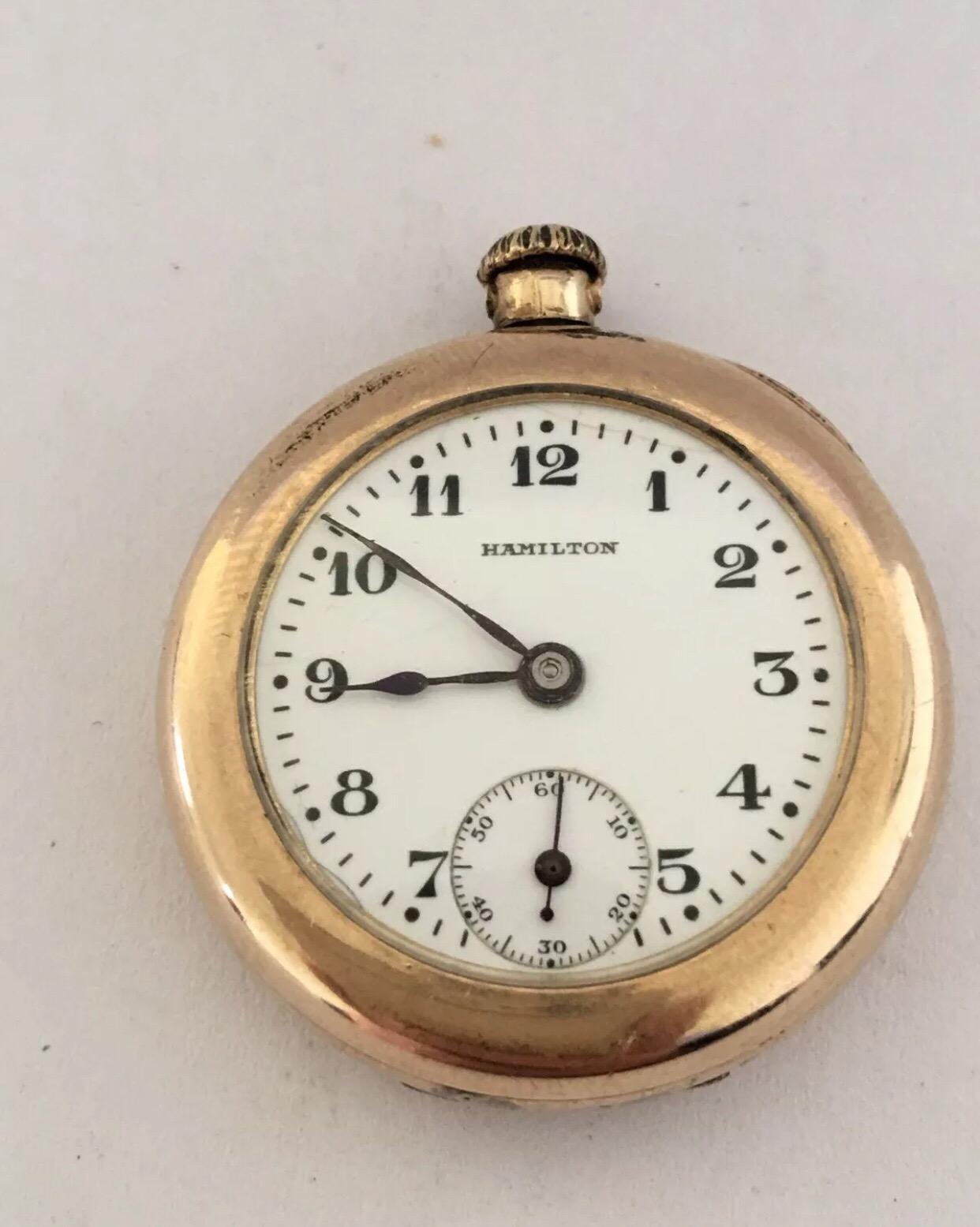 Women's or Men's Small Antique Gold-Plated Hamilton Pocket / Fob Watch